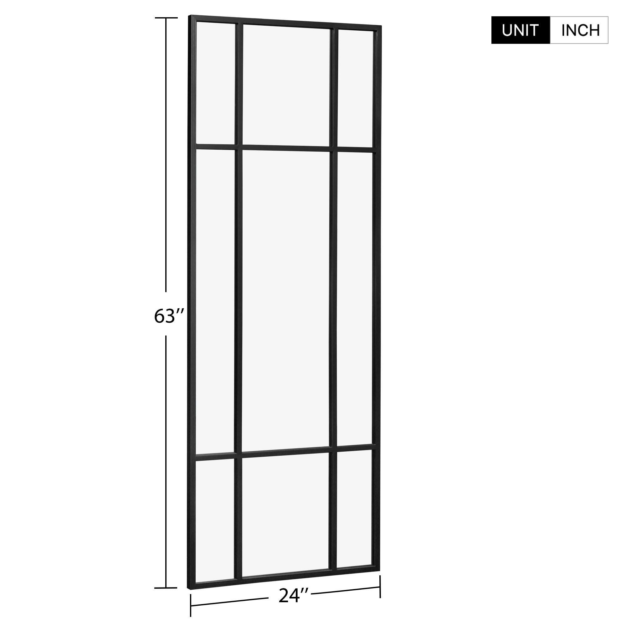 Dulcea Small Arched Frame Wall Mirror, Black, large