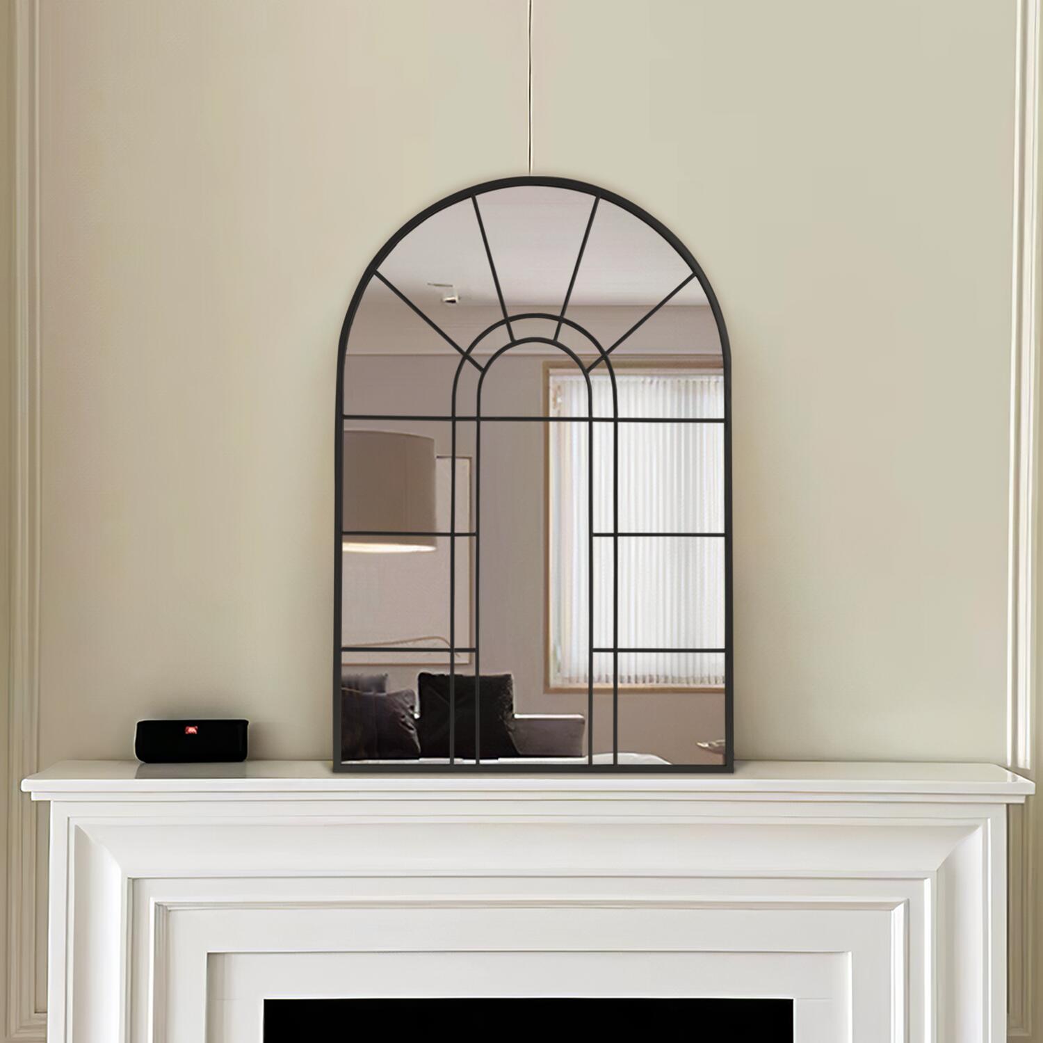Dulcea Large Arched Wall Mirror, Black, large