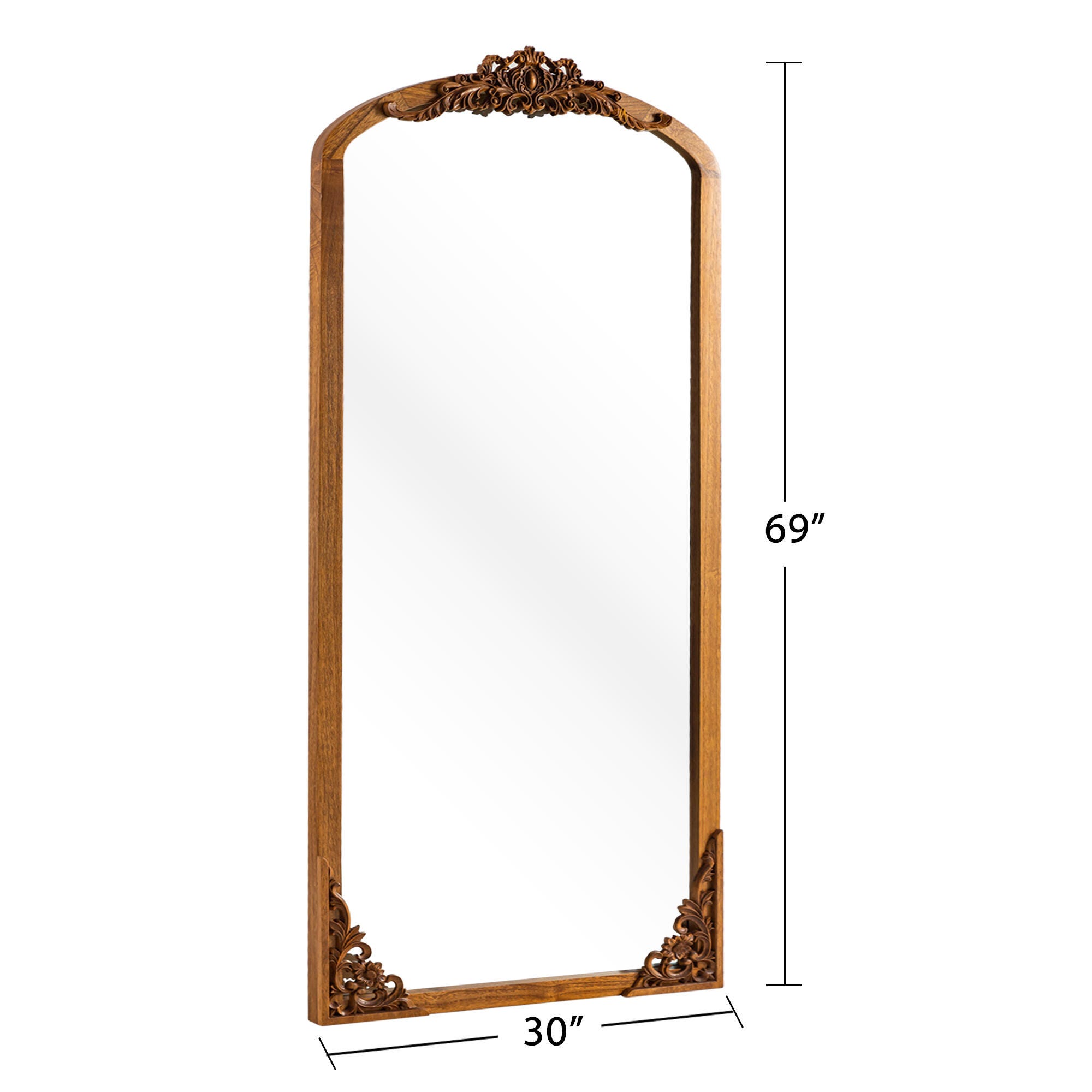 Delfina 69" Tall Carved Full Length Mirror, Gold, large
