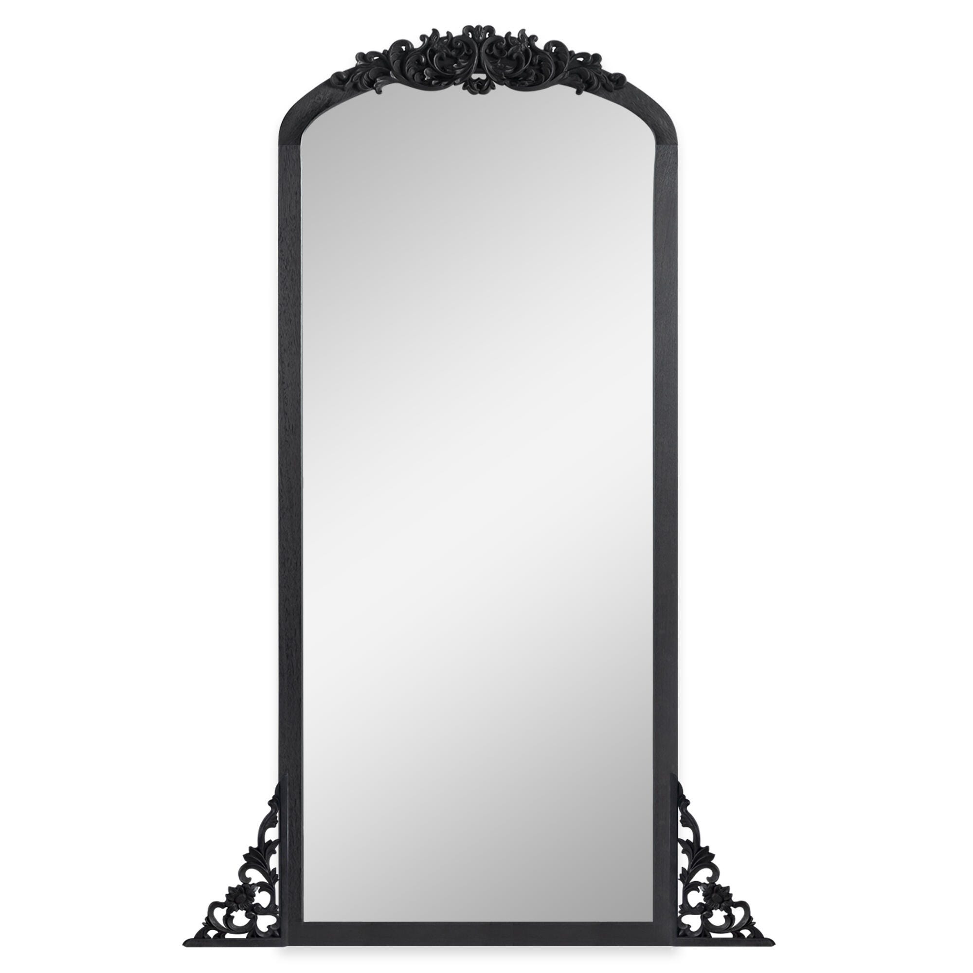 Delfina 67" Tall Carved Full Length Mirror, Black, large