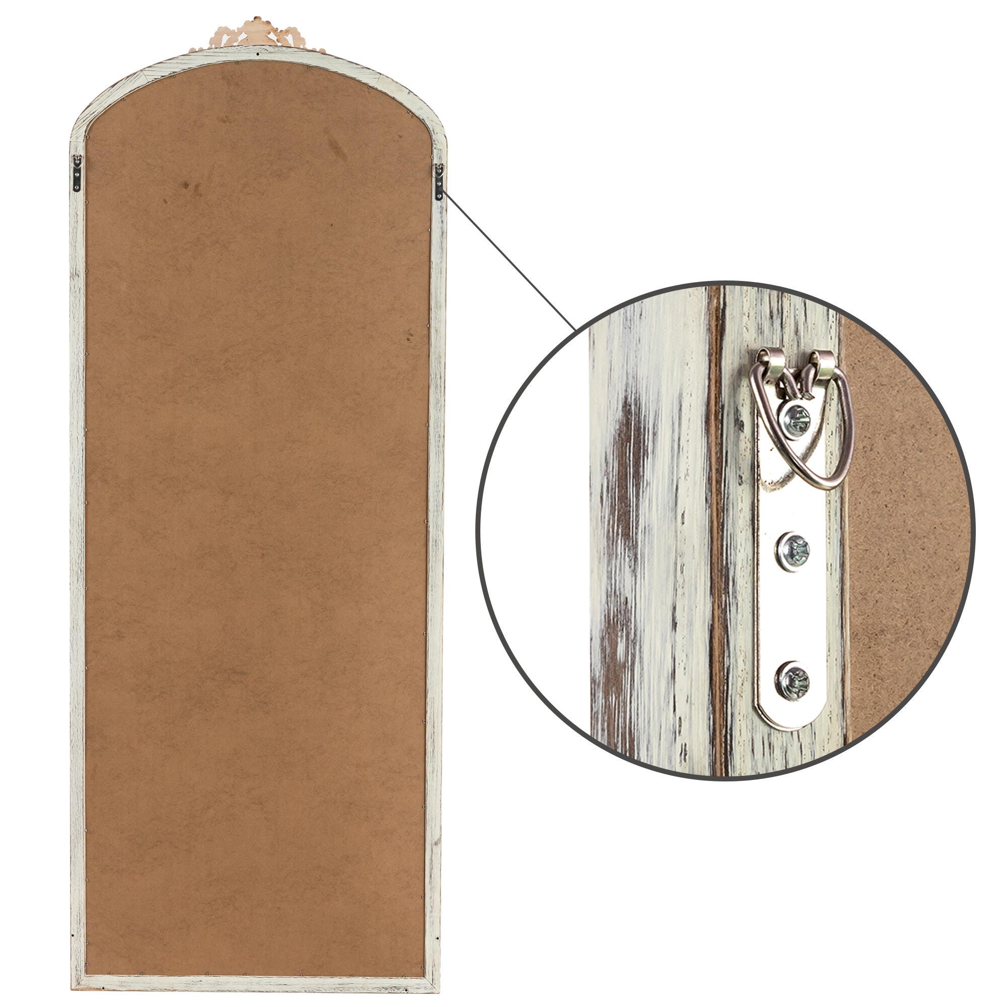 Delfina 67" Tall Carved Full Length Mirror, Weathered White, large