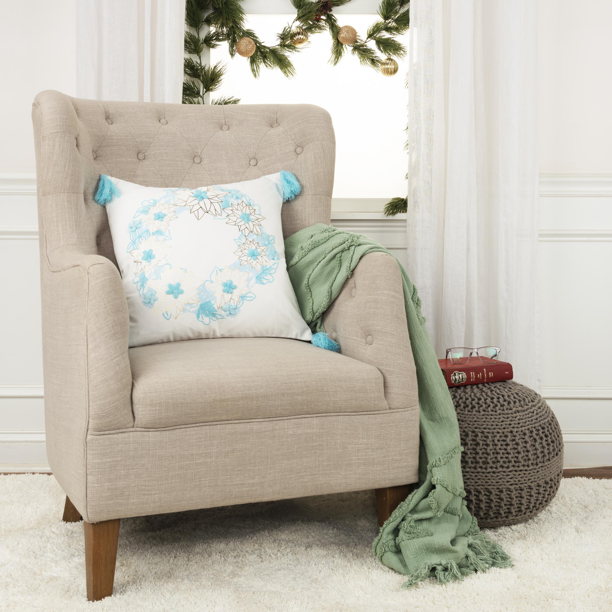 Rizzy Home Botanical Wreath Pillow, , rollover