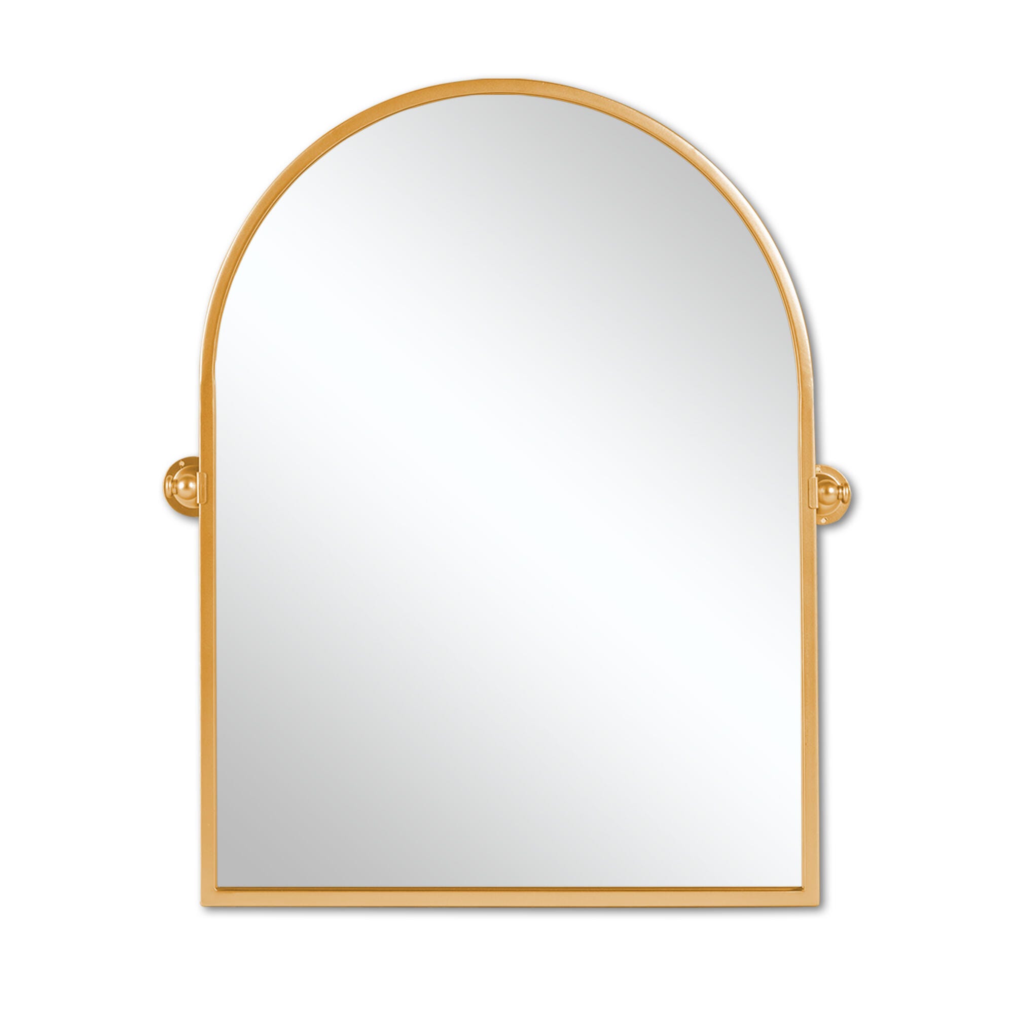 LuminareView Arched Framed Pivoted Bathroom Wall Vanity Mirror, Gold, large