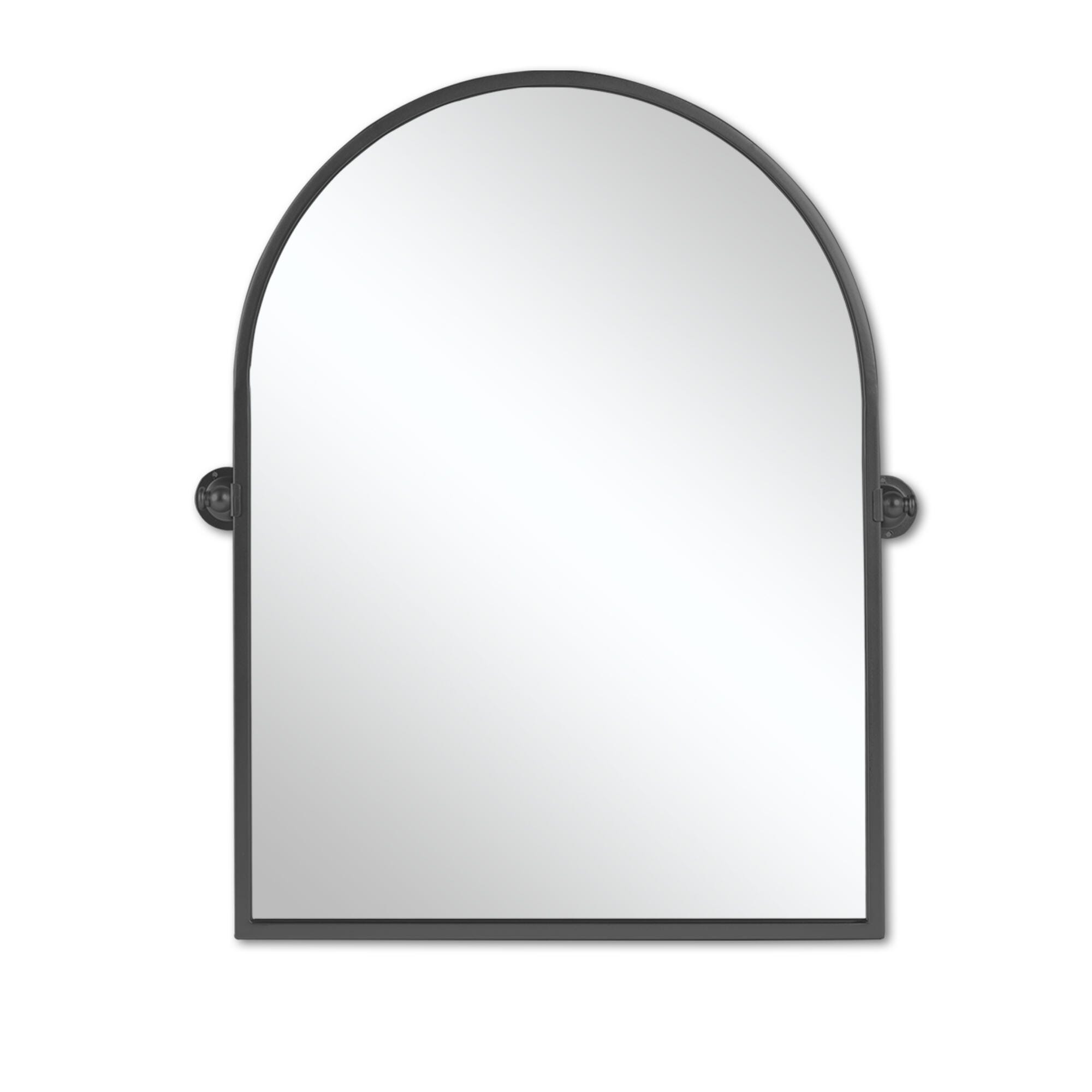 LuminareView Arched Framed Pivoted Bathroom Wall Vanity Mirror, Black, large
