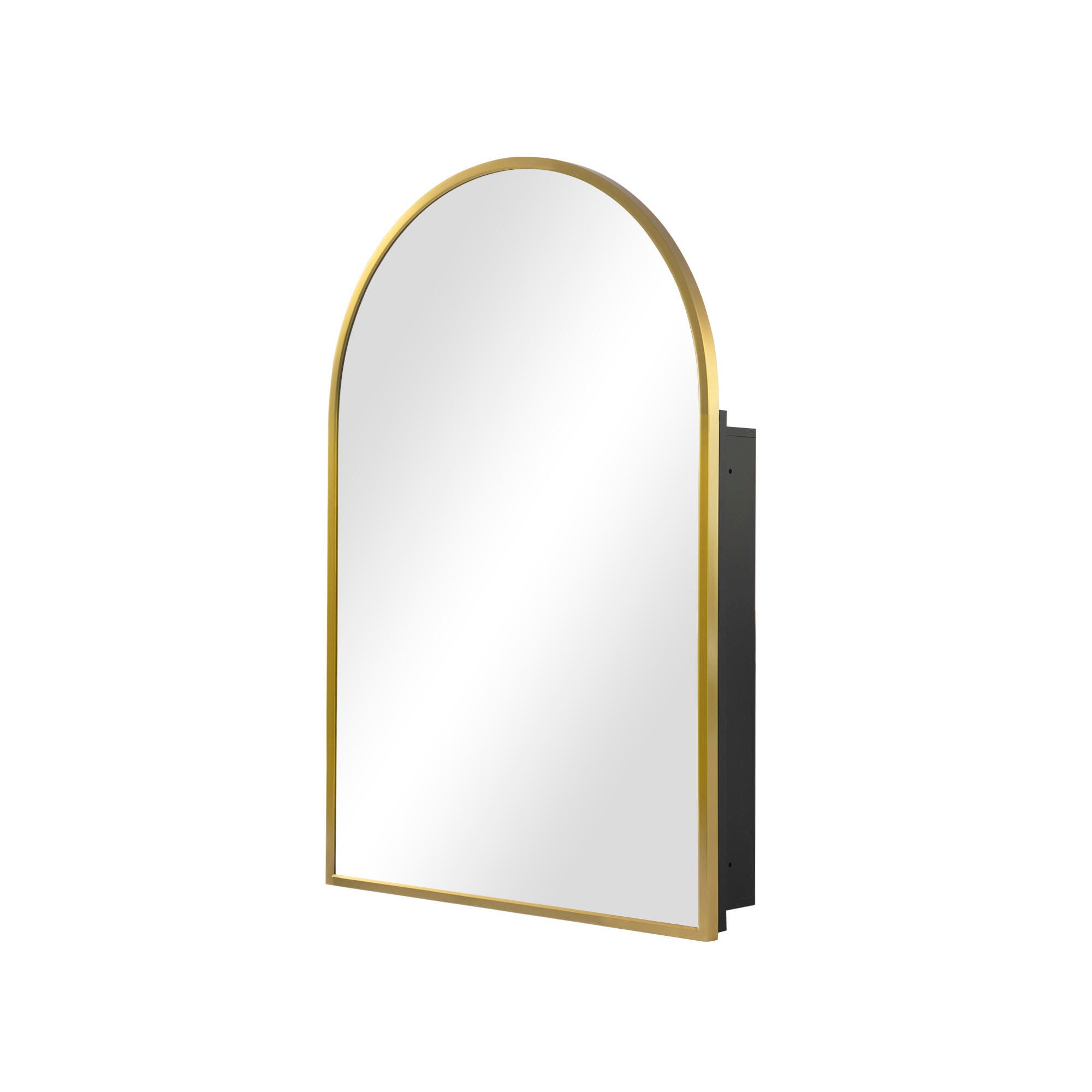LuminareView Arched Recessed/Surface Mount Medicine Cabinet with Mirror, Gold, large