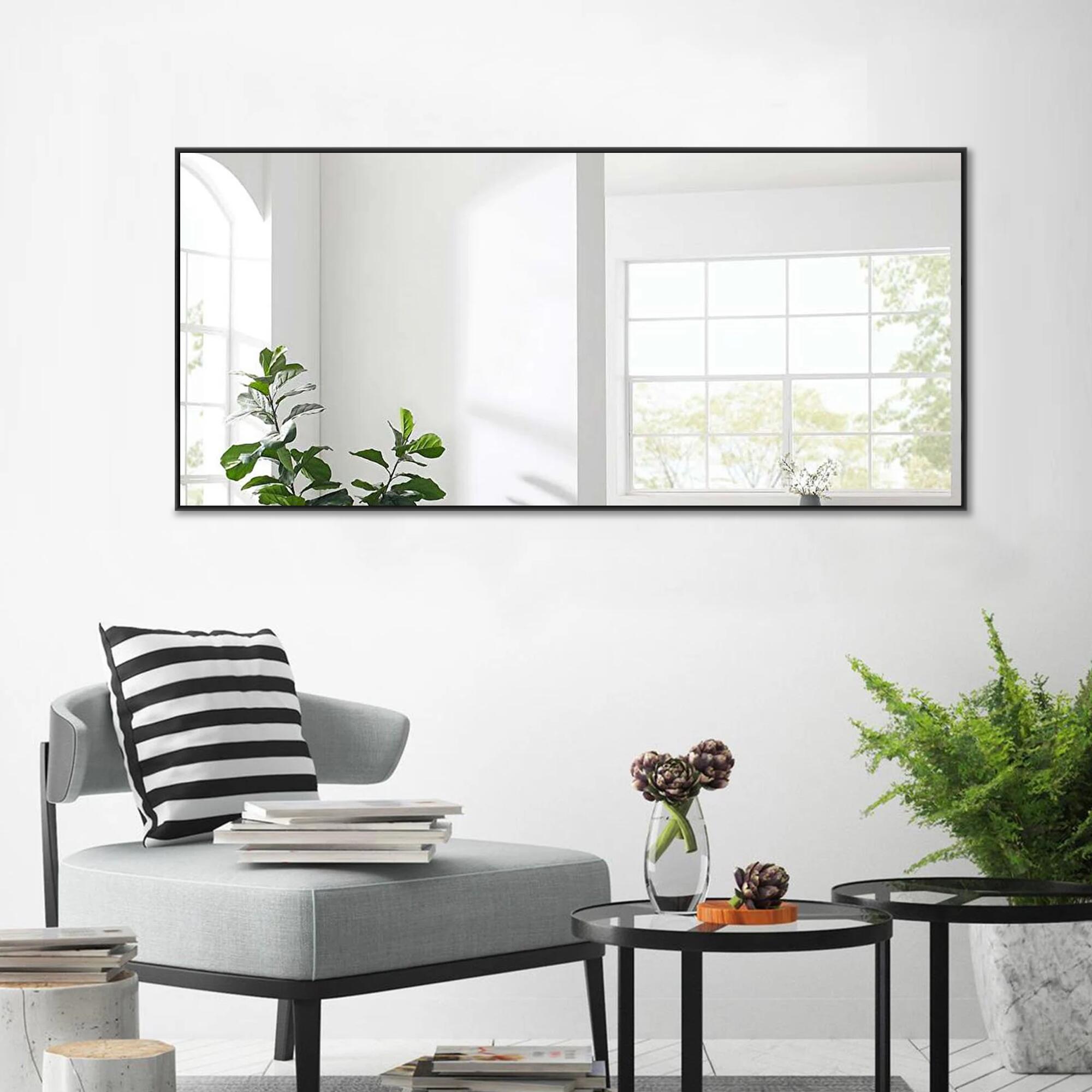LuminareView Rectangular Framed Bathroom Wall Mirror, Black, large