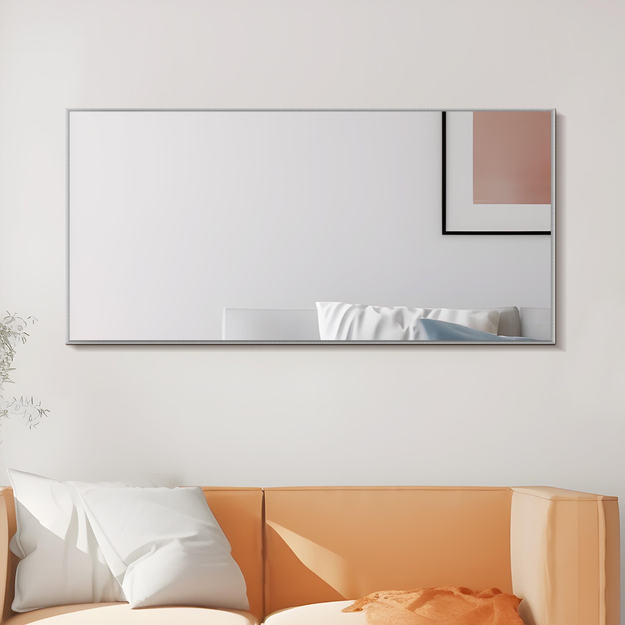 LuminareView Rectangular Framed Bathroom Wall Mirror, Silver, large