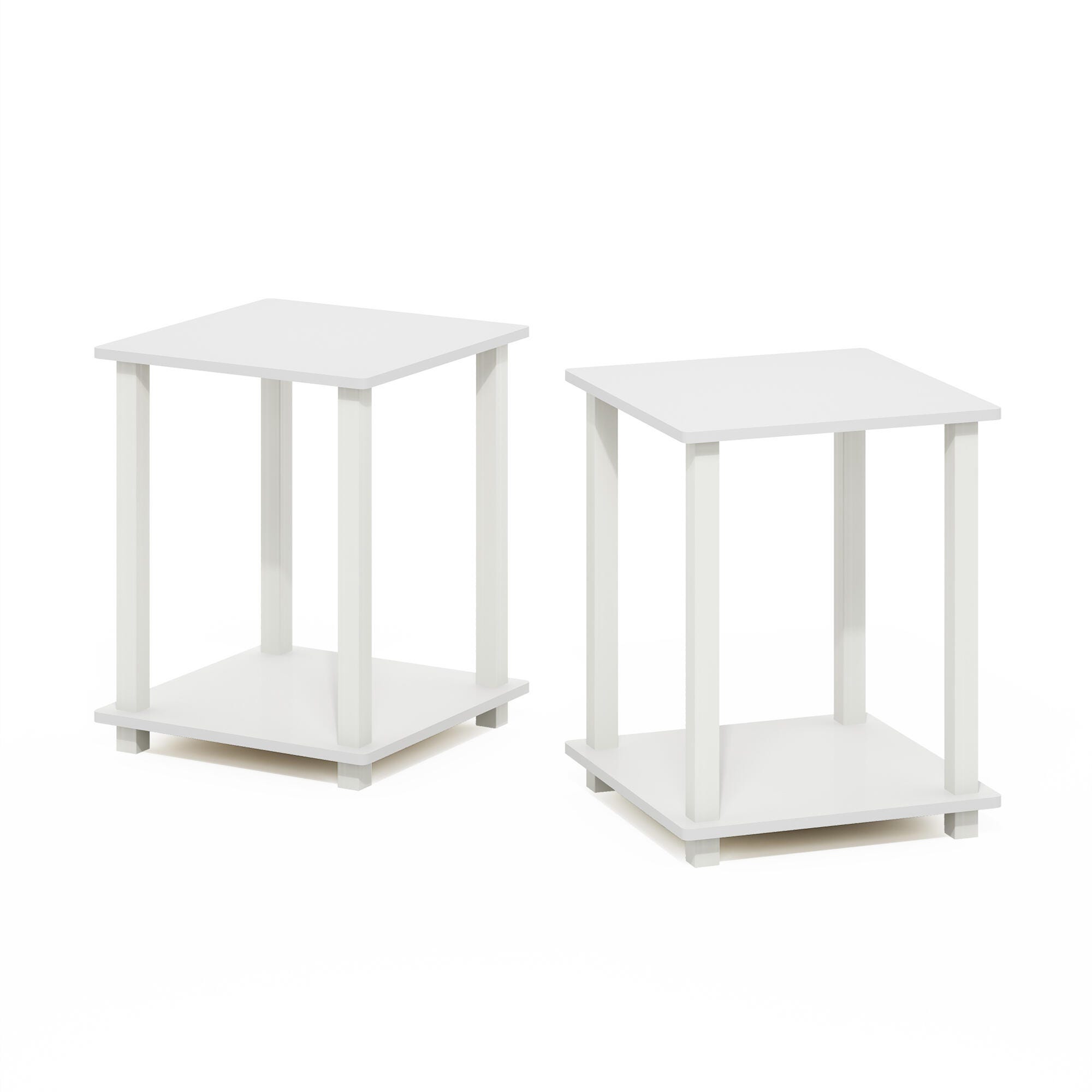 Furinno Simplistic End Table (Set of Two), White/White, large