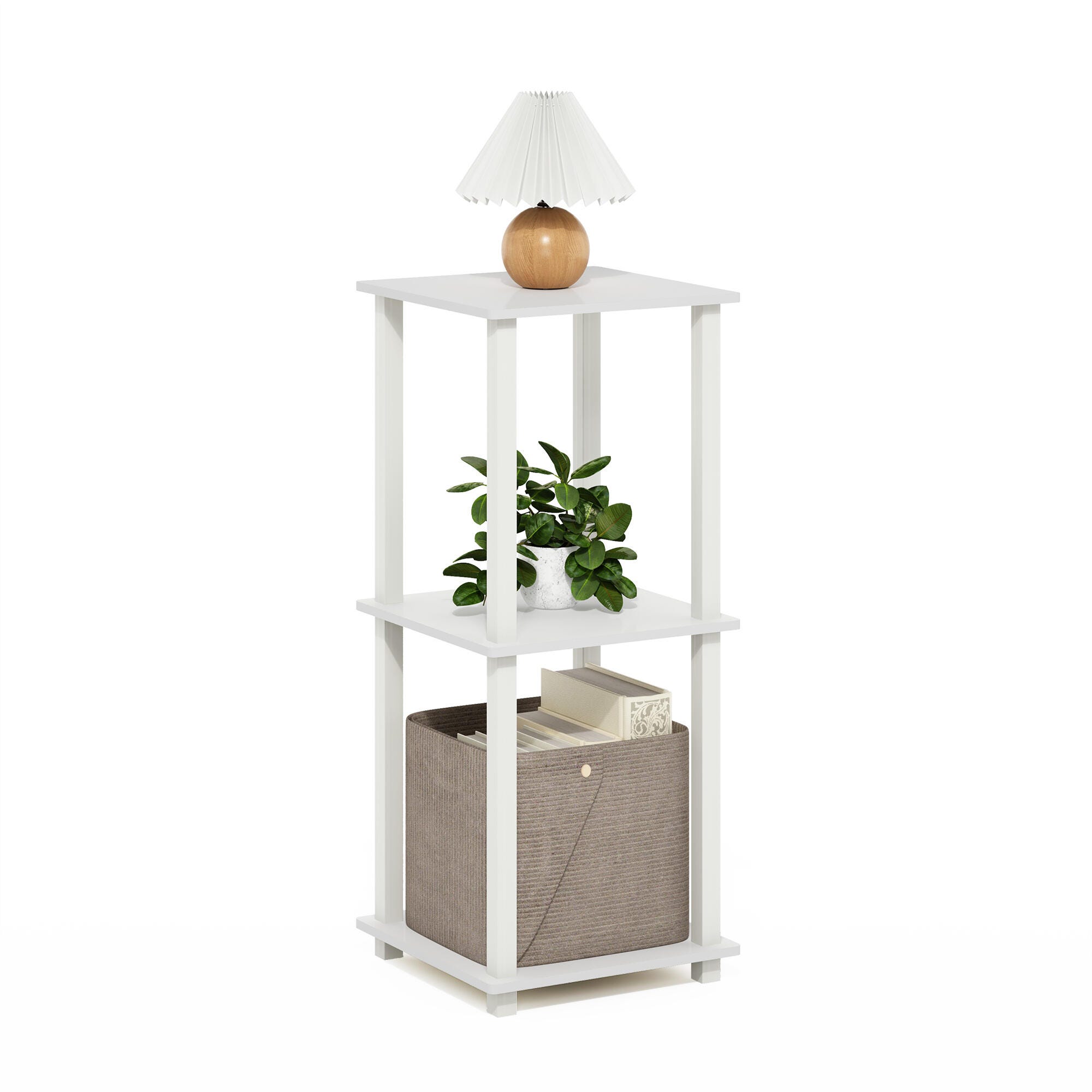 Furinno Simplistic End Table (Set of Two), White/White, large