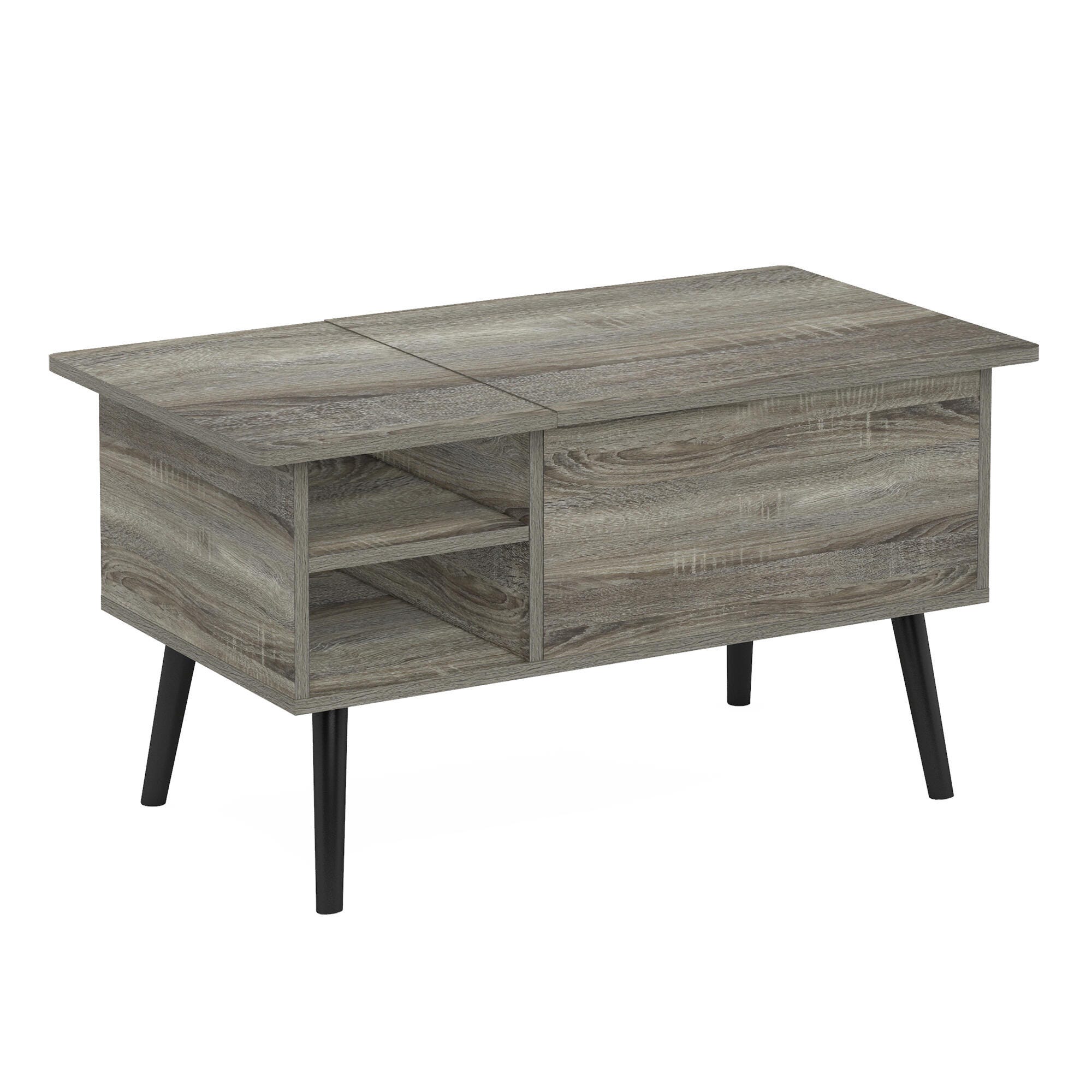 Furinno Jensen Lift Top Coffee Table With Legs, French Oak Gray, large
