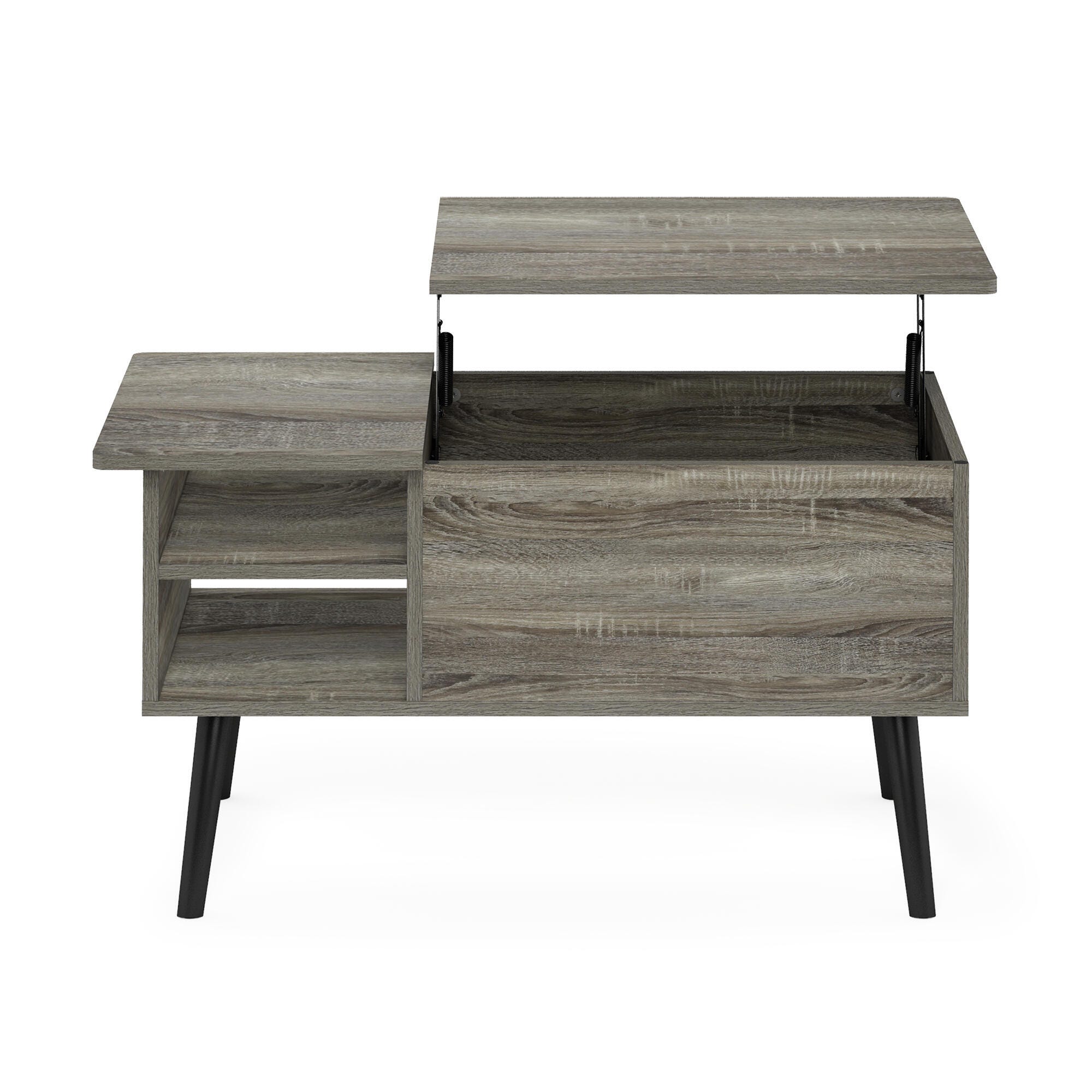 Furinno Jensen Lift Top Coffee Table With Legs, French Oak Gray, large
