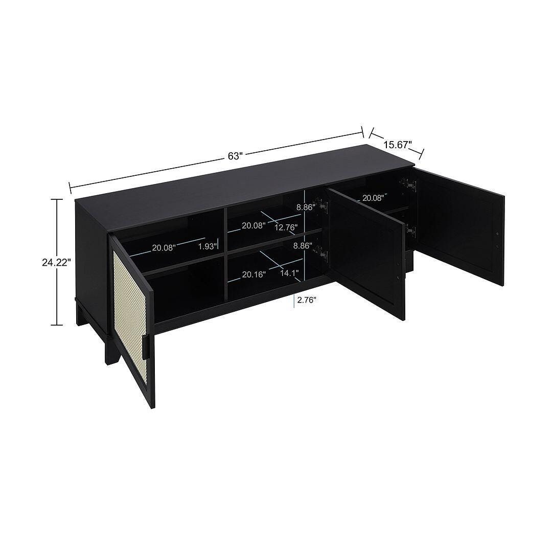 Manhattan Comfort Sheridan 63" TV Stand, Black, large