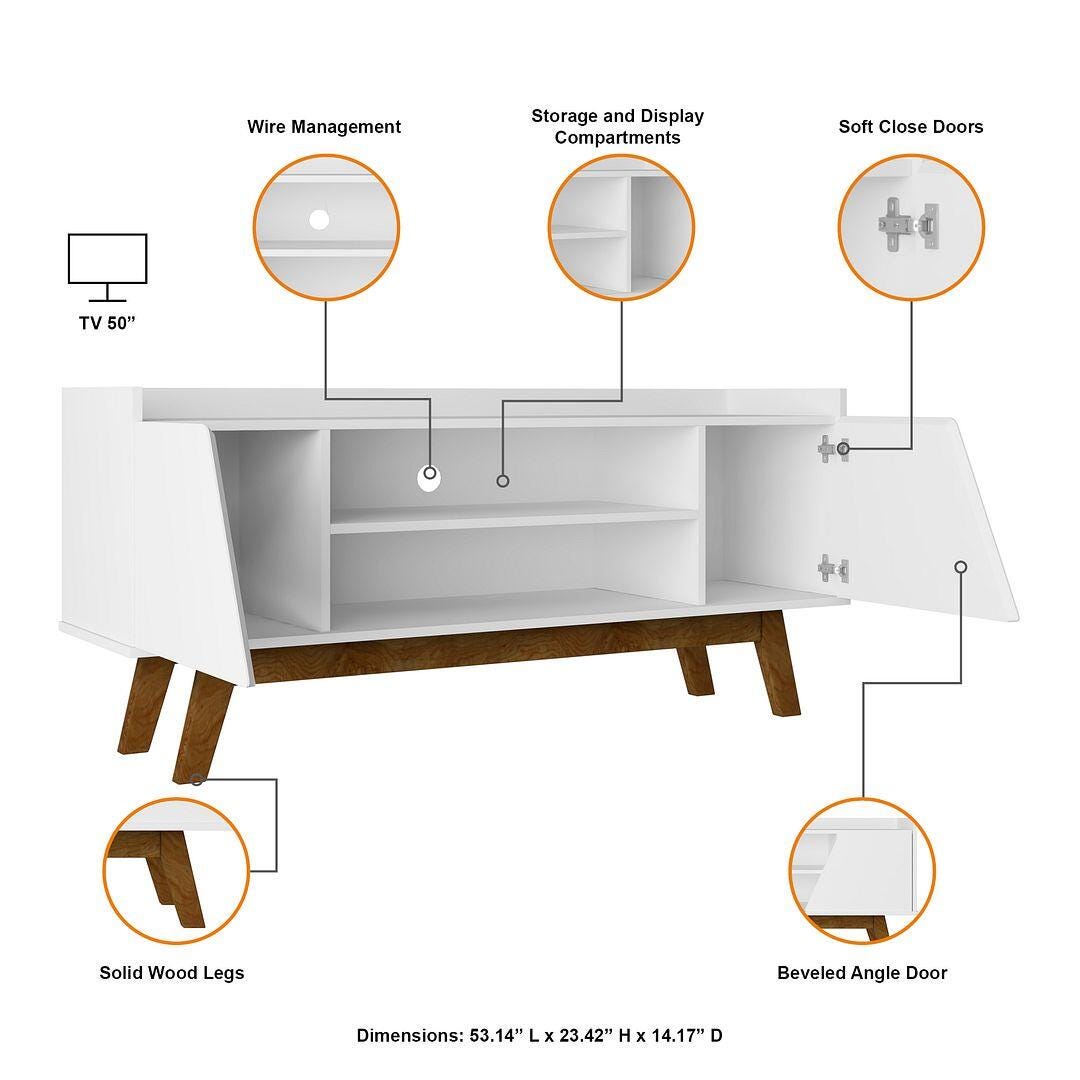 Manhattan Comfort Marcus 53" TV Stand, White, large