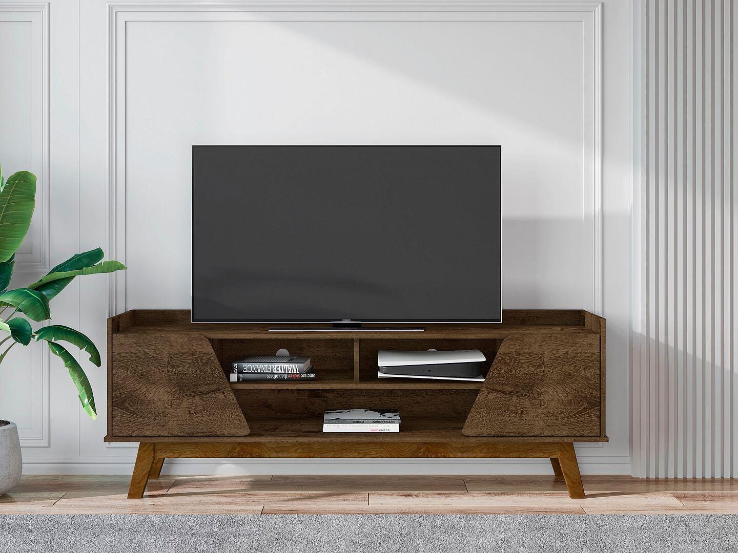 Manhattan Comfort Marcus 63" TV Stand, Rustic Brown, rollover