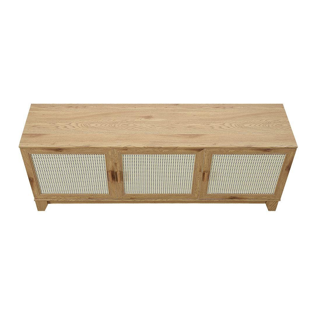 Manhattan Comfort Sheridan 63" TV Stand, Natural, large