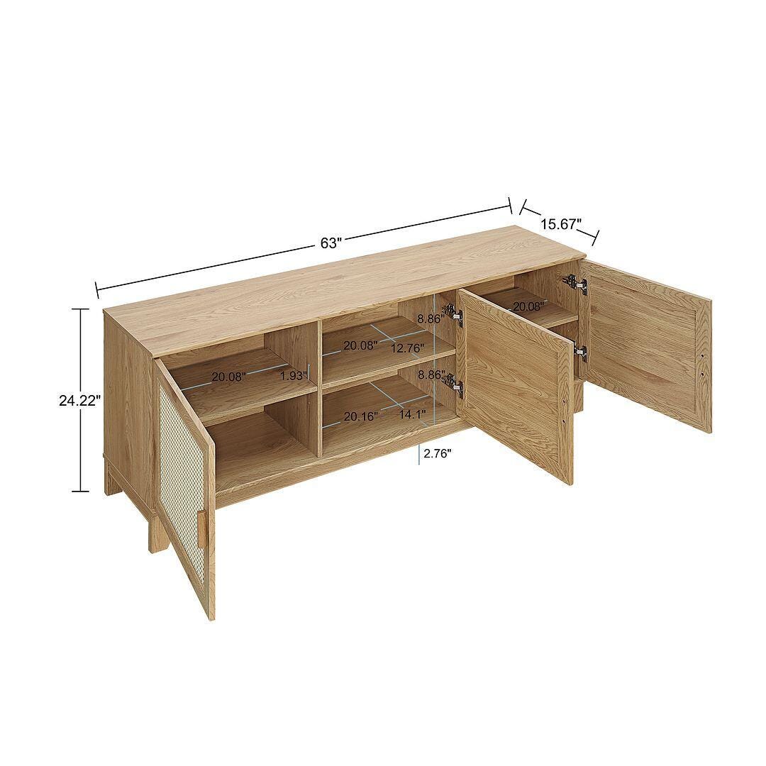 Manhattan Comfort Sheridan 63" TV Stand, Natural, large