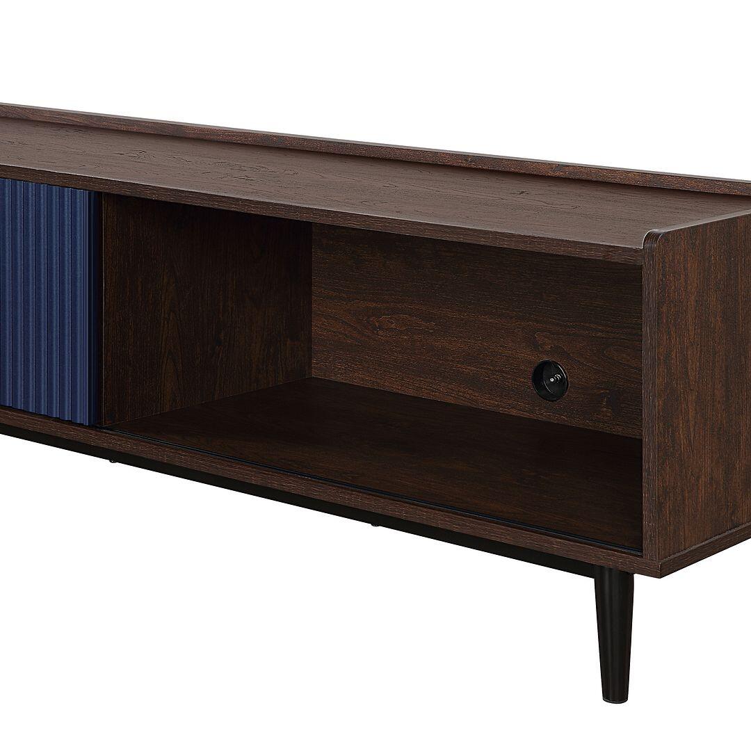 Manhattan Comfort Duane 59" TV Stand, Dark Brown/Navy Blue, large