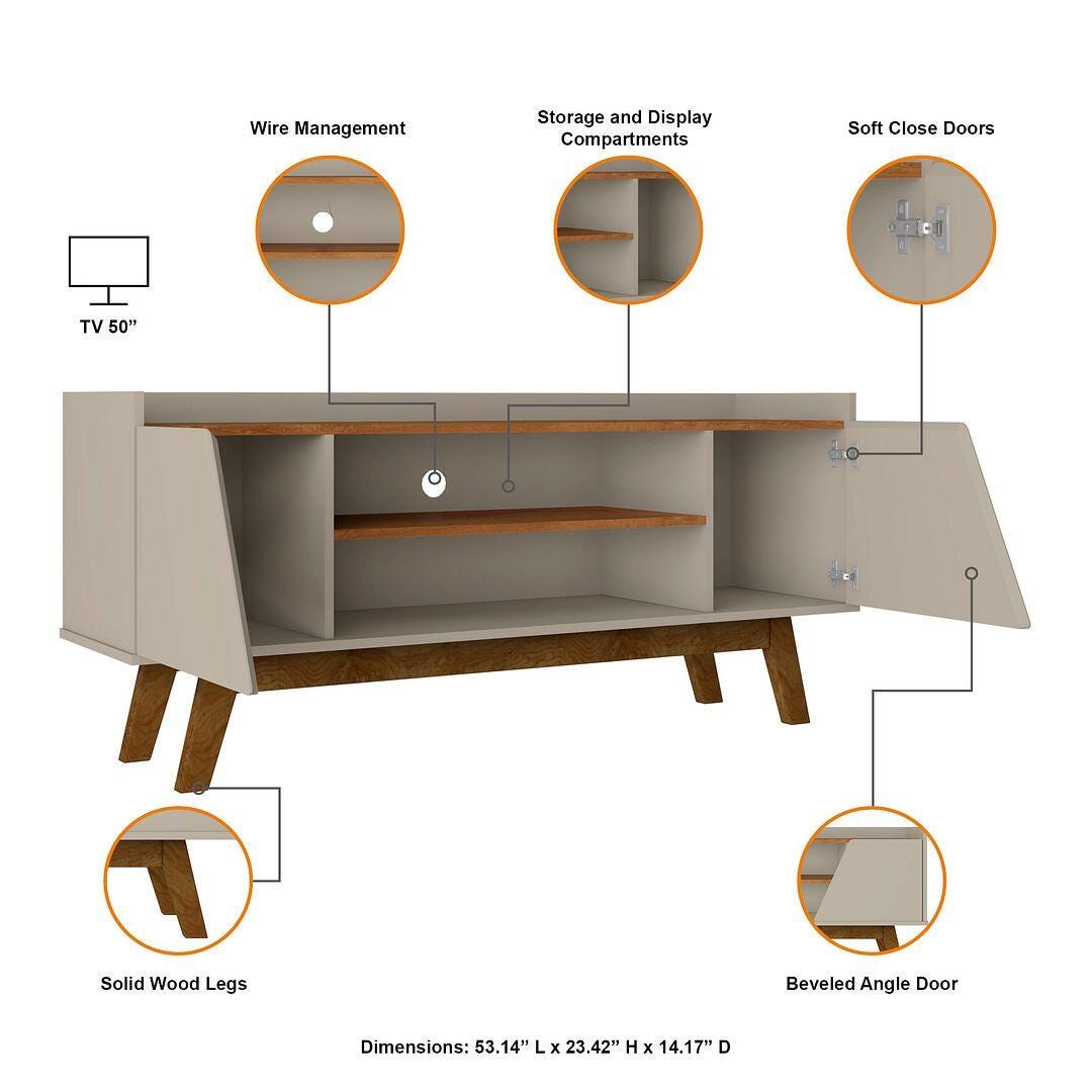 Manhattan Comfort Marcus 53" TV Stand, Greige/Natural, large