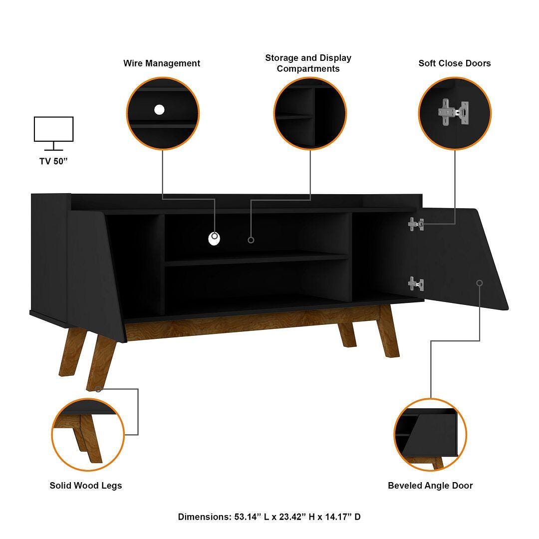 Manhattan Comfort Marcus 53" TV Stand, Matte Black, large