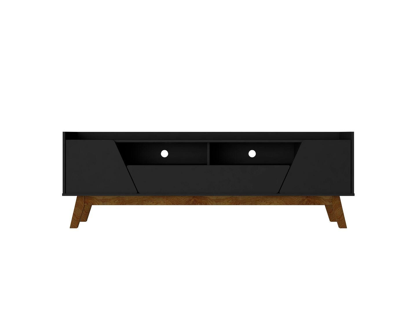 Manhattan Comfort Marcus 71" TV Stand, Matte Black, large
