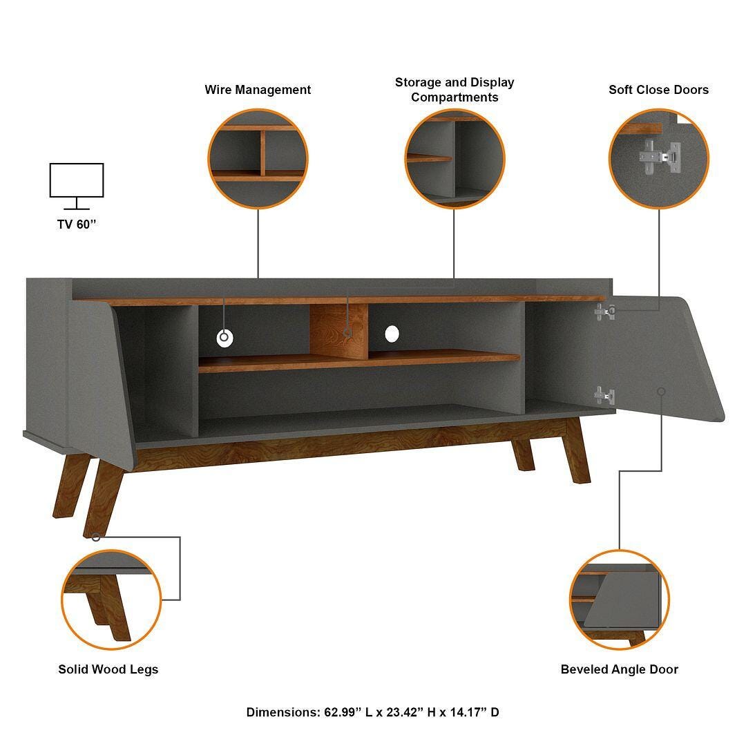 Manhattan Comfort Marcus 63" TV Stand, Greige/Natural, large