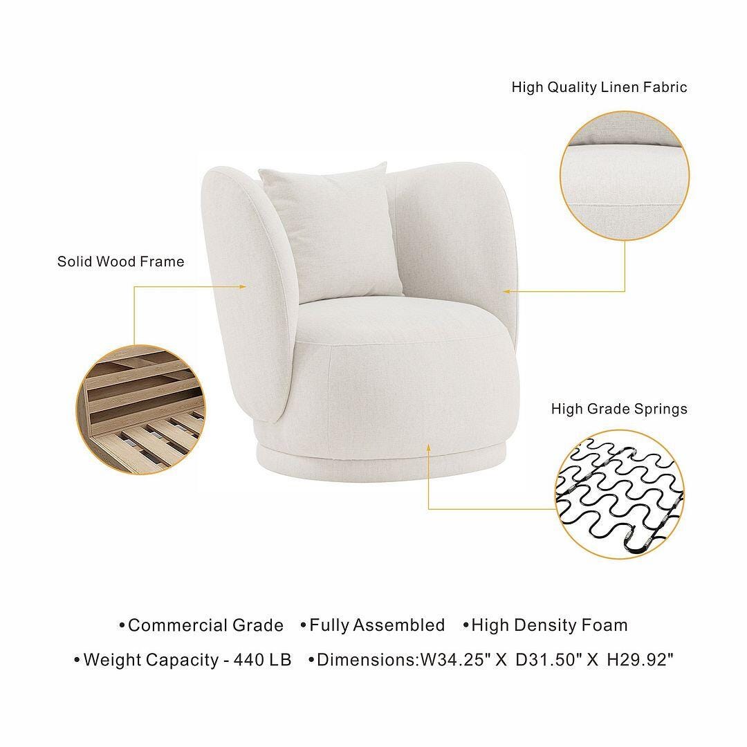Manhattan Comfort Siri Accent Chair, Cream, large