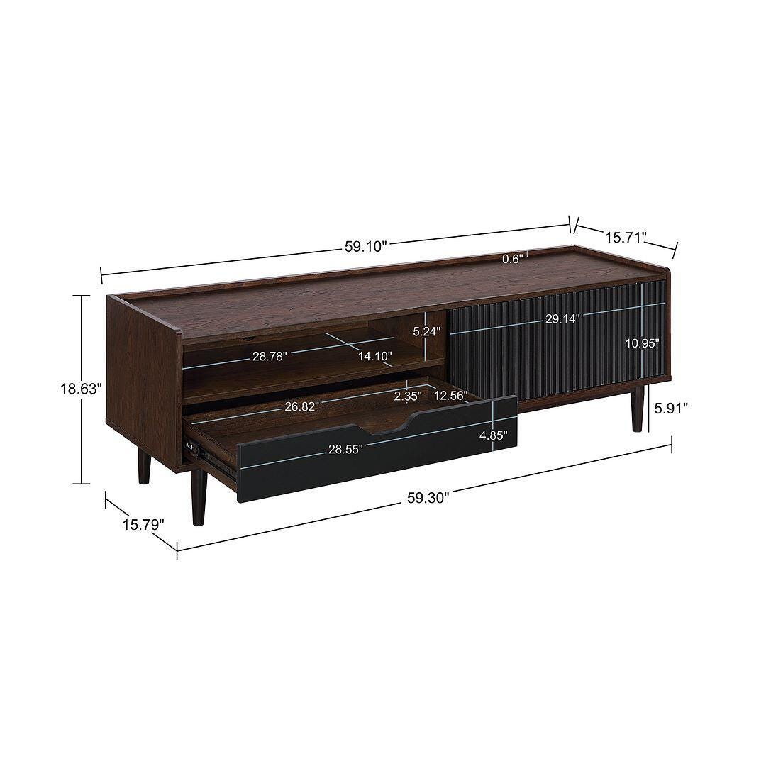 Manhattan Comfort Duane 59" TV Stand, Dark Brown/Black, large