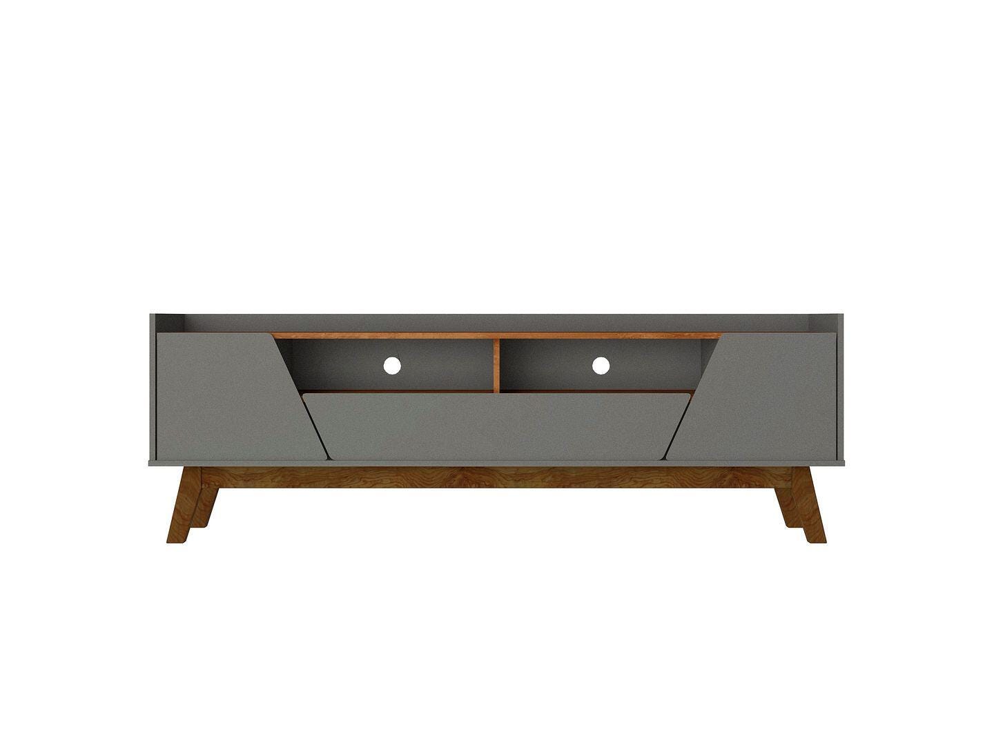 Manhattan Comfort Marcus 71" TV Stand, Gray/Natural, large