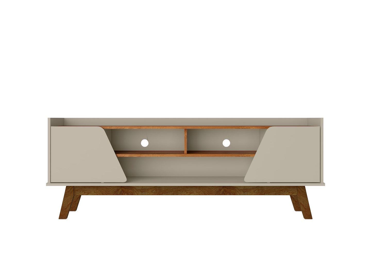 Manhattan Comfort Marcus 63" TV Stand, Off White/Natural, large