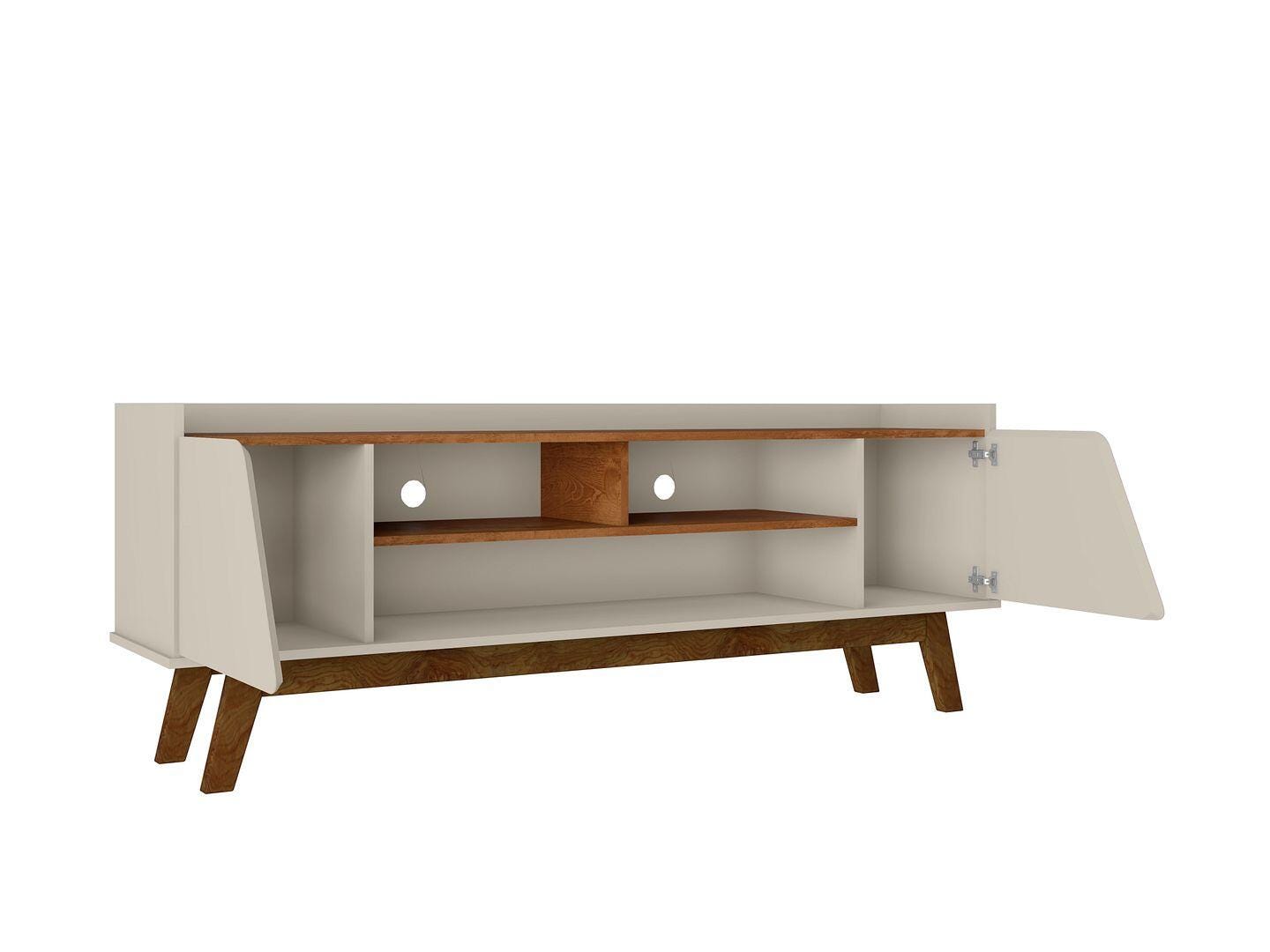Manhattan Comfort Marcus 63" TV Stand, Off White/Natural, large