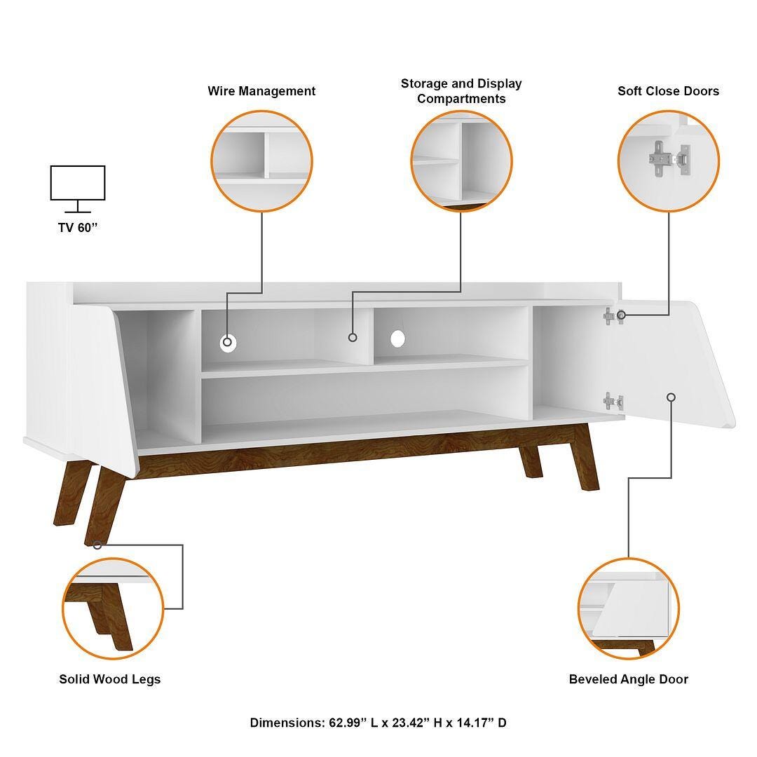 Manhattan Comfort Marcus 63" TV Stand, White, large