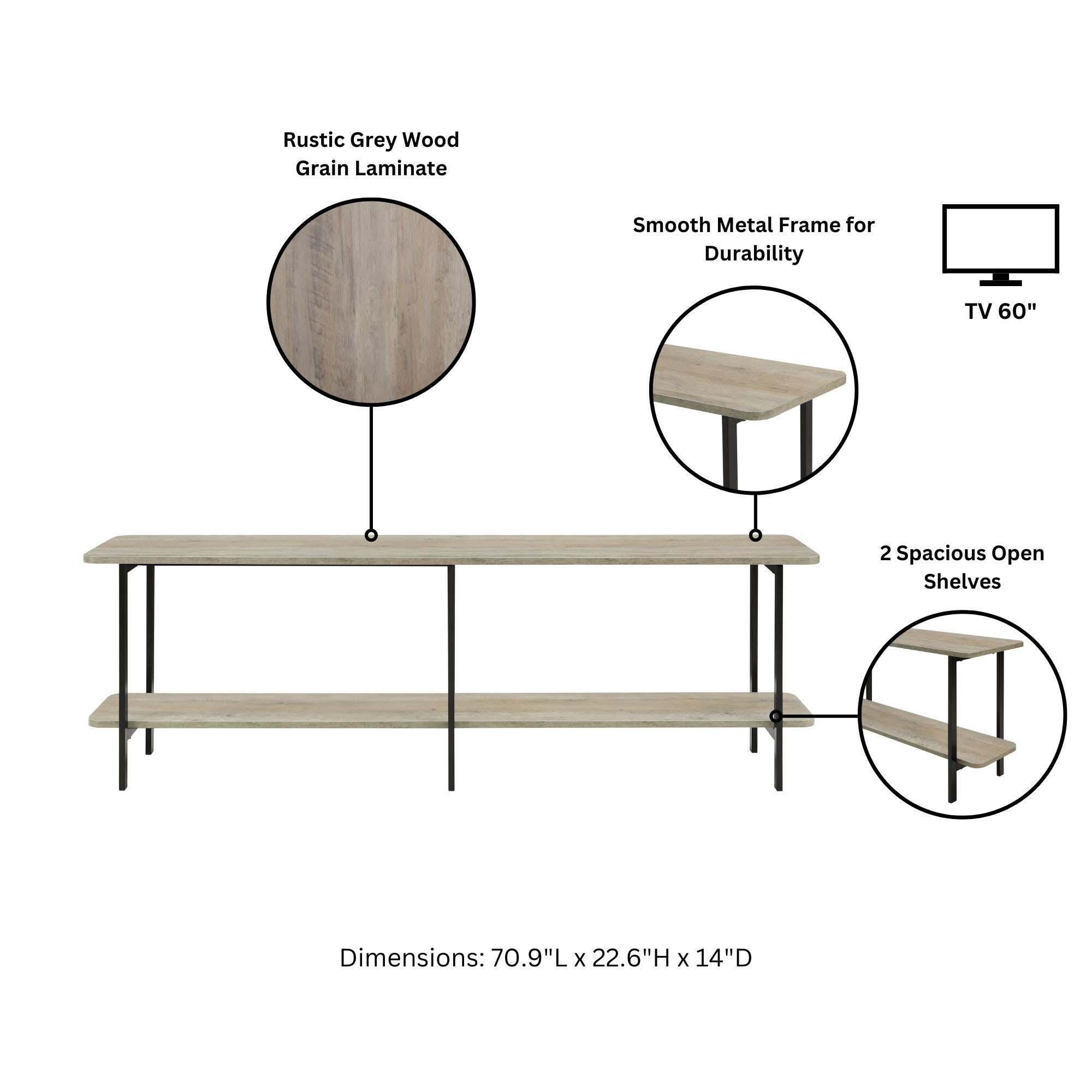 Manhattan Comfort Celine Console Table, Rustic Gray, large