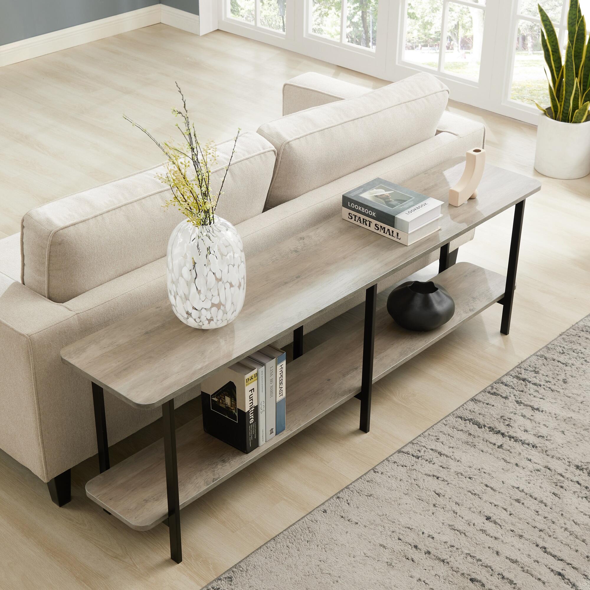 Manhattan Comfort Celine Console Table, Rustic Gray, large
