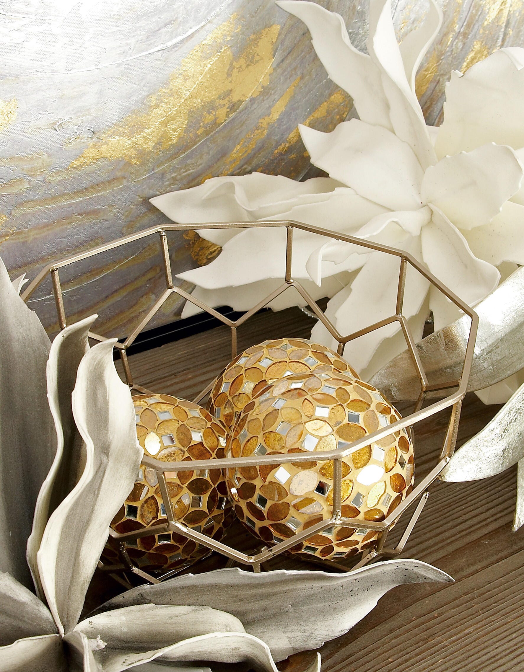 Bayberry Lane Vase Filler Set of 3, Gold, large