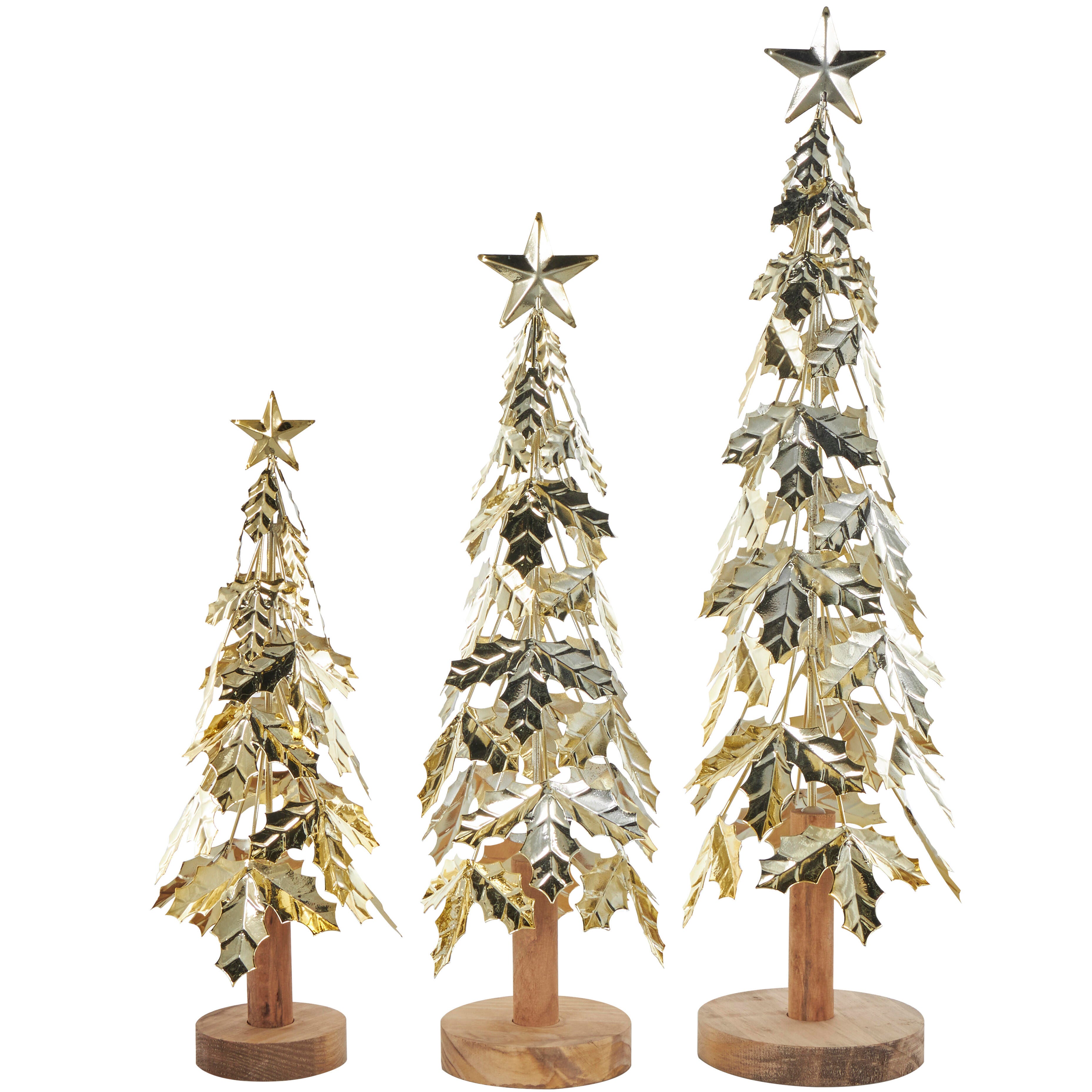 Bayberry Lane Holly Leaf Christmas Sculpture Set of 3, , large