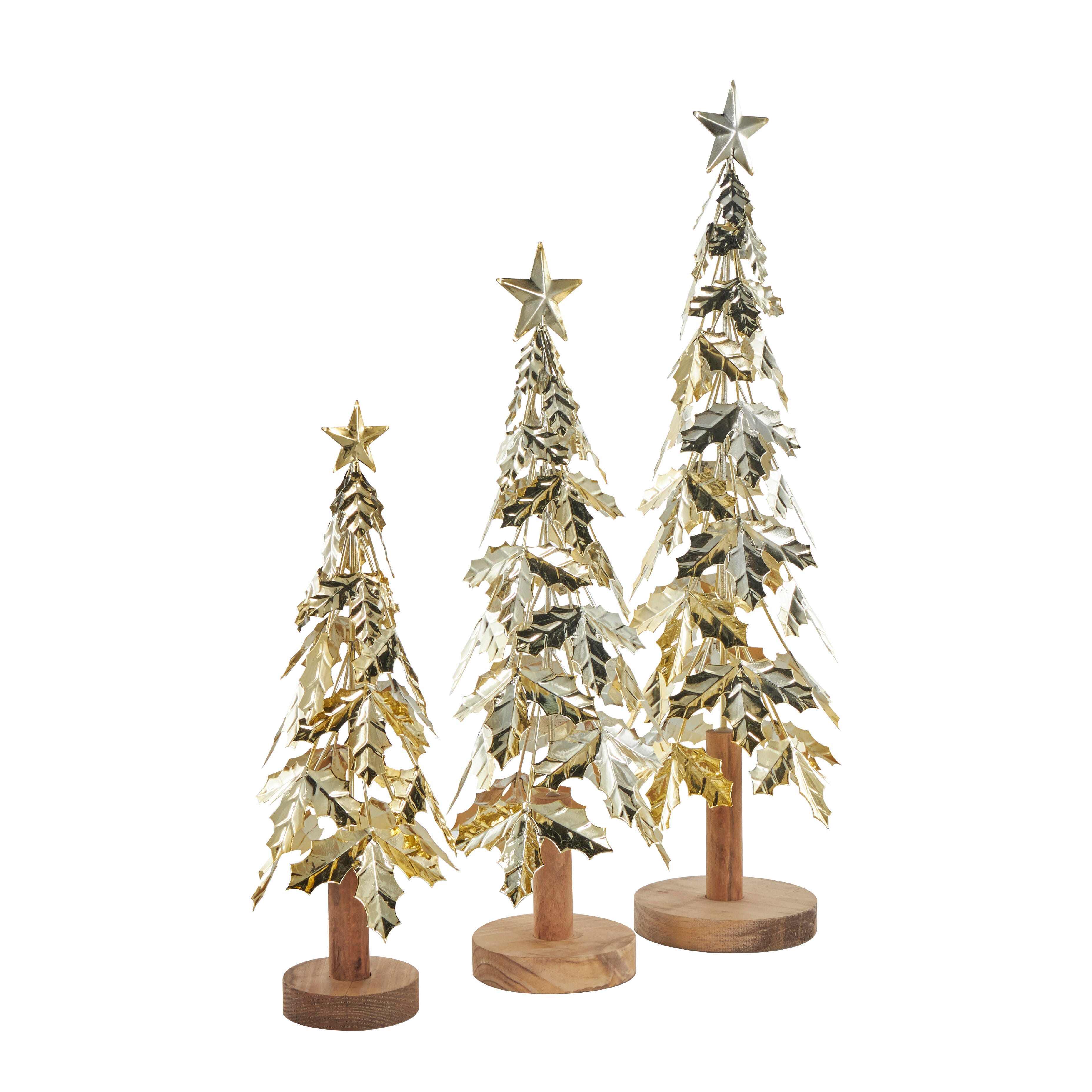 Bayberry Lane Holly Leaf Christmas Sculpture Set of 3, , large