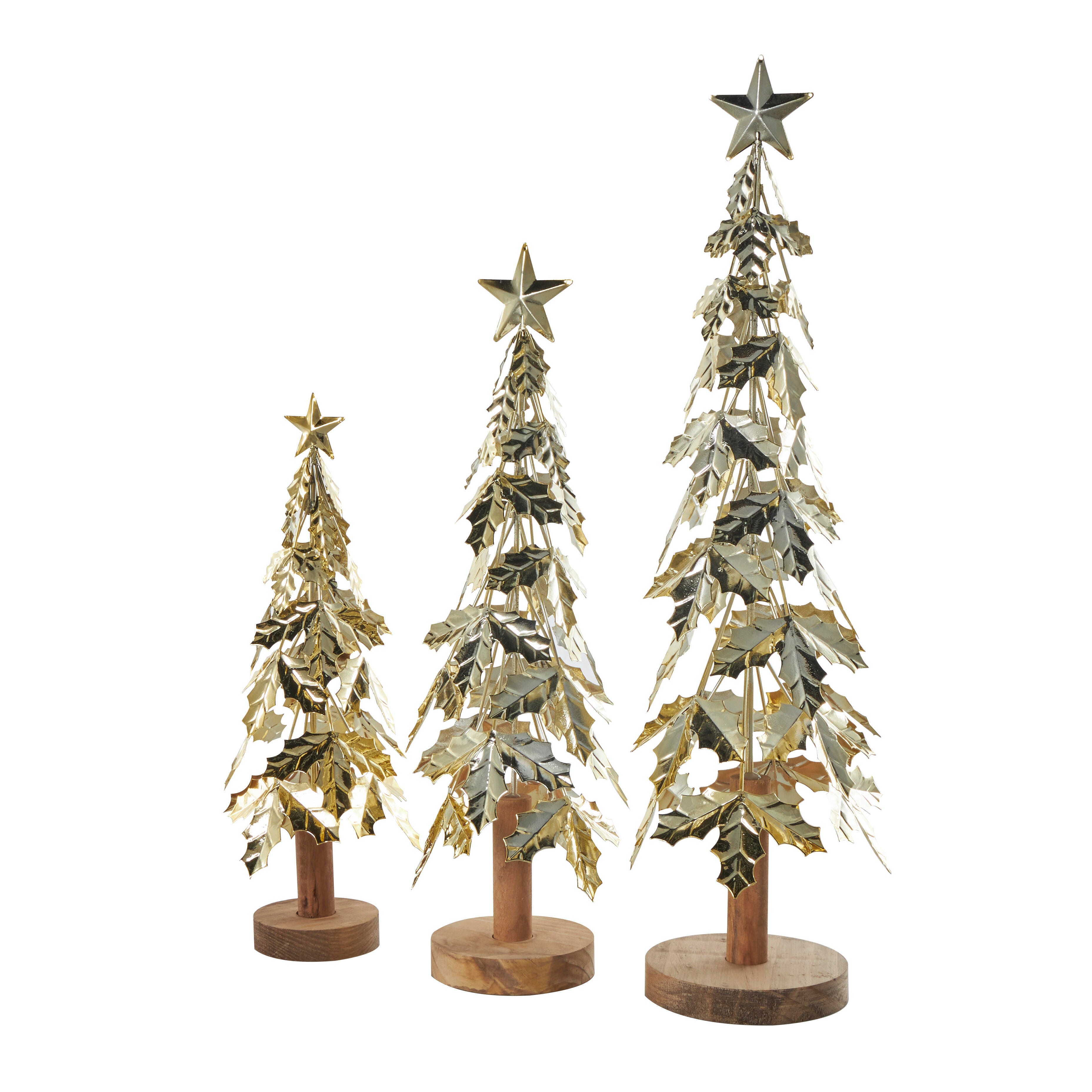 Bayberry Lane Holly Leaf Christmas Sculpture Set of 3, , large