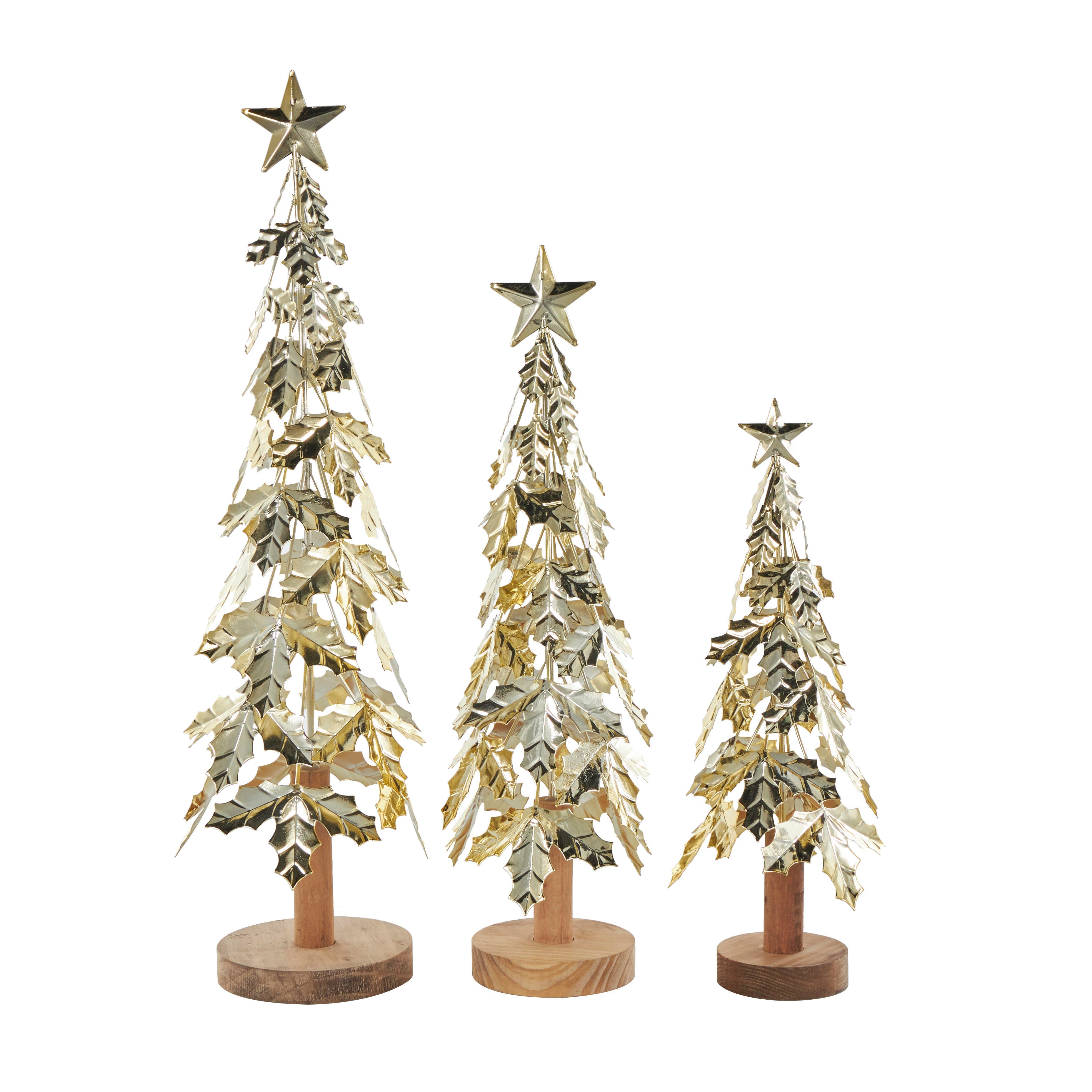 Bayberry Lane Holly Leaf Christmas Sculpture Set of 3, , large