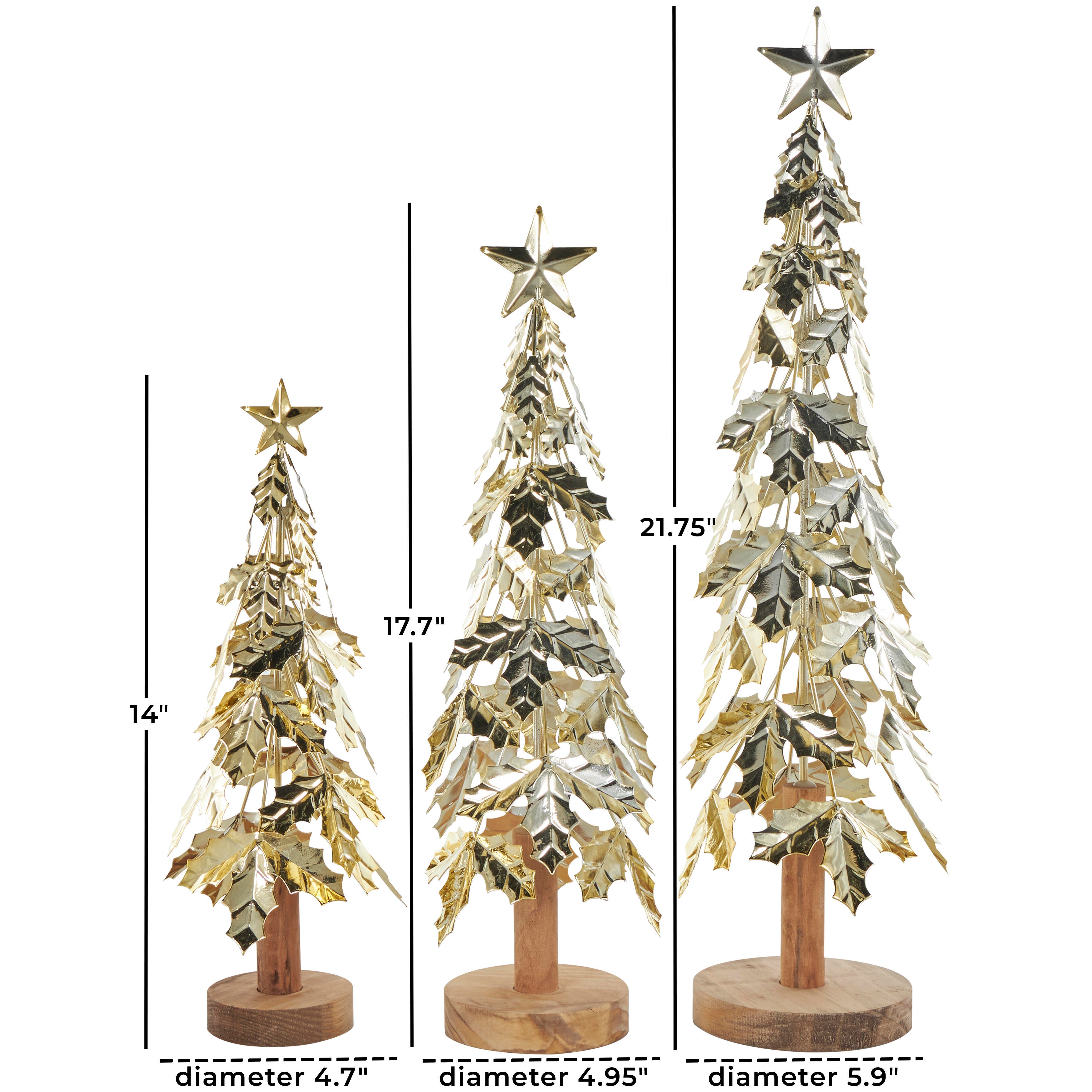Bayberry Lane Holly Leaf Christmas Sculpture Set of 3, , large