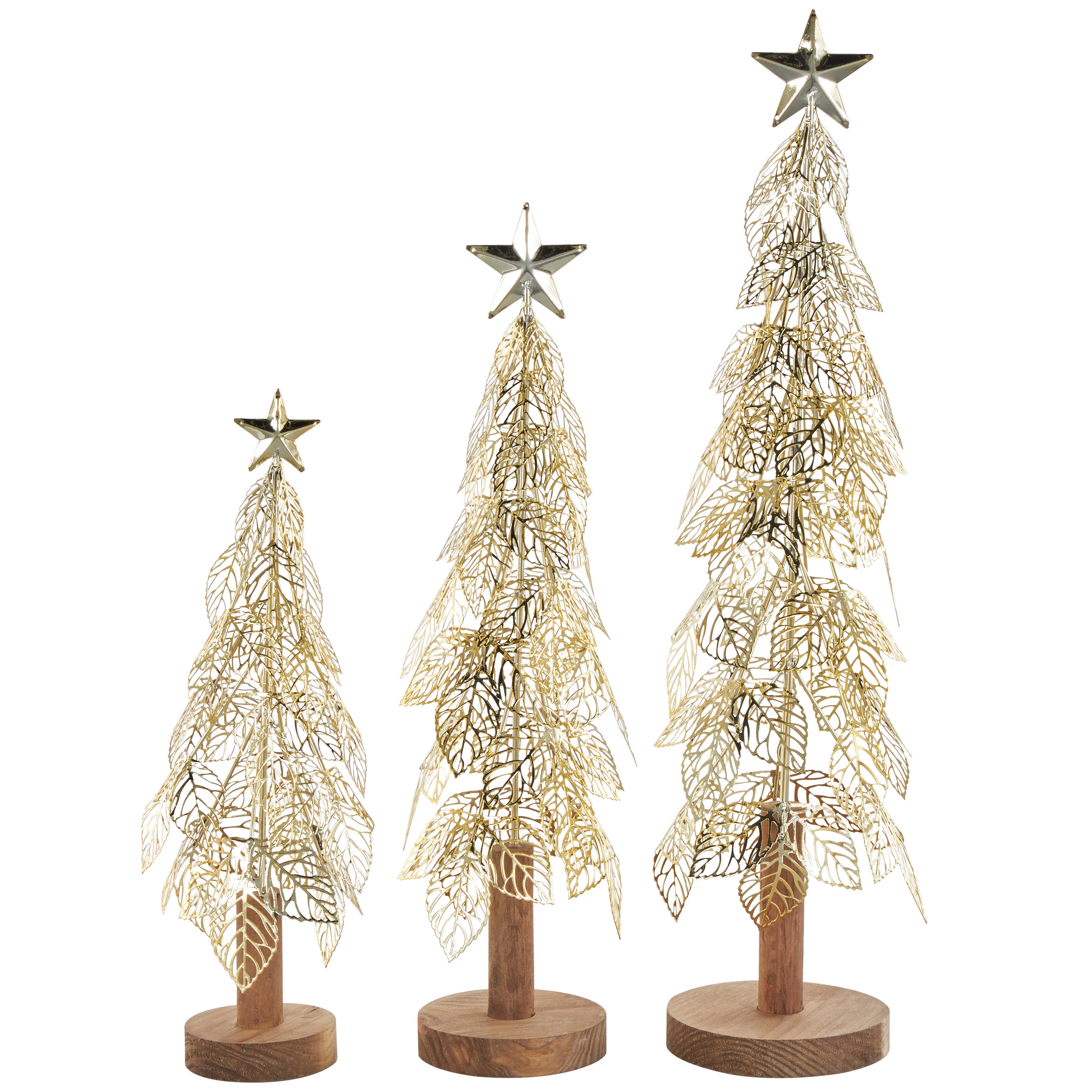 Bayberry Lane Cutout Leaf Christmas Sculpture Set of 3, , large