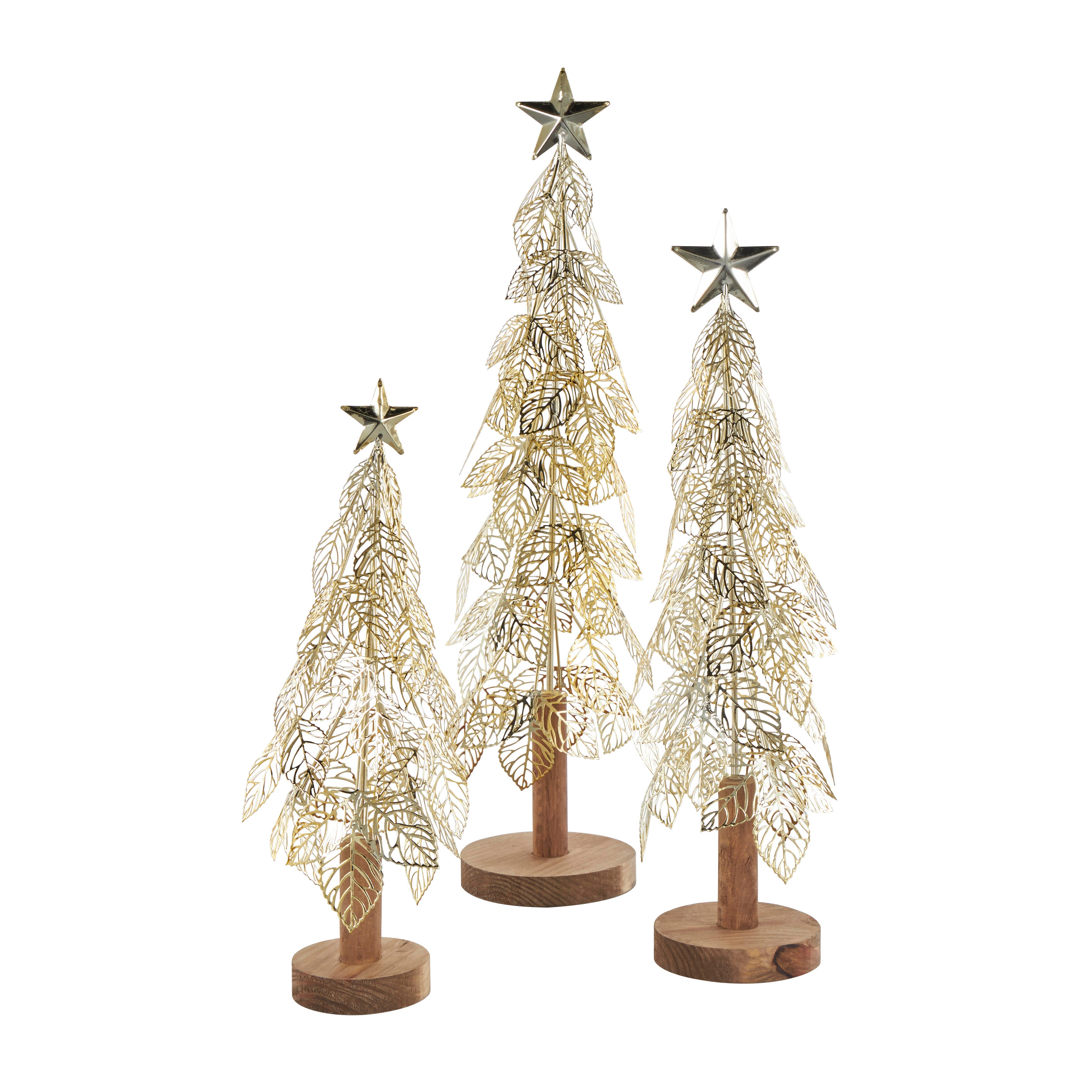 Bayberry Lane Cutout Leaf Christmas Sculpture Set of 3, , large