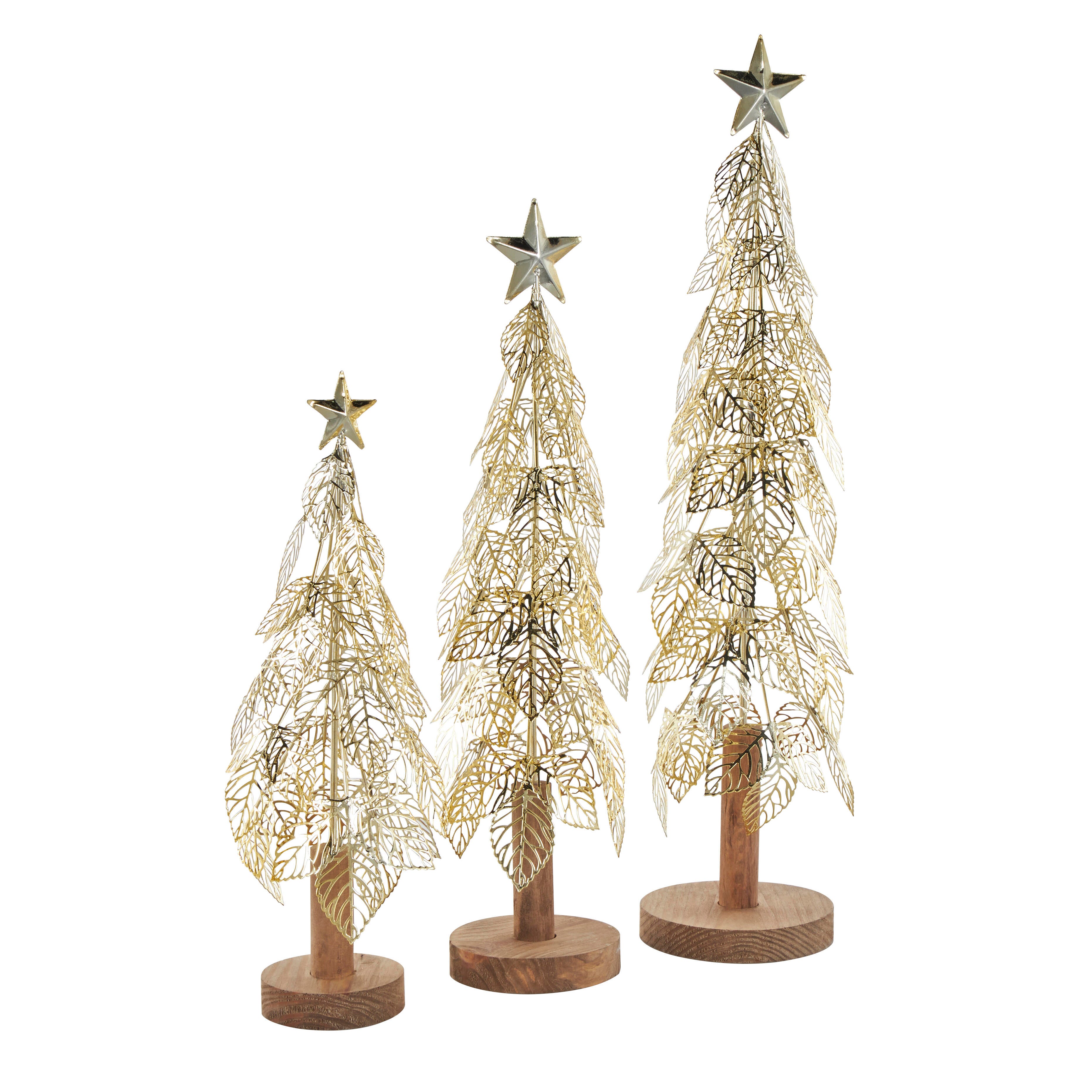 Bayberry Lane Cutout Leaf Christmas Sculpture Set of 3, , large