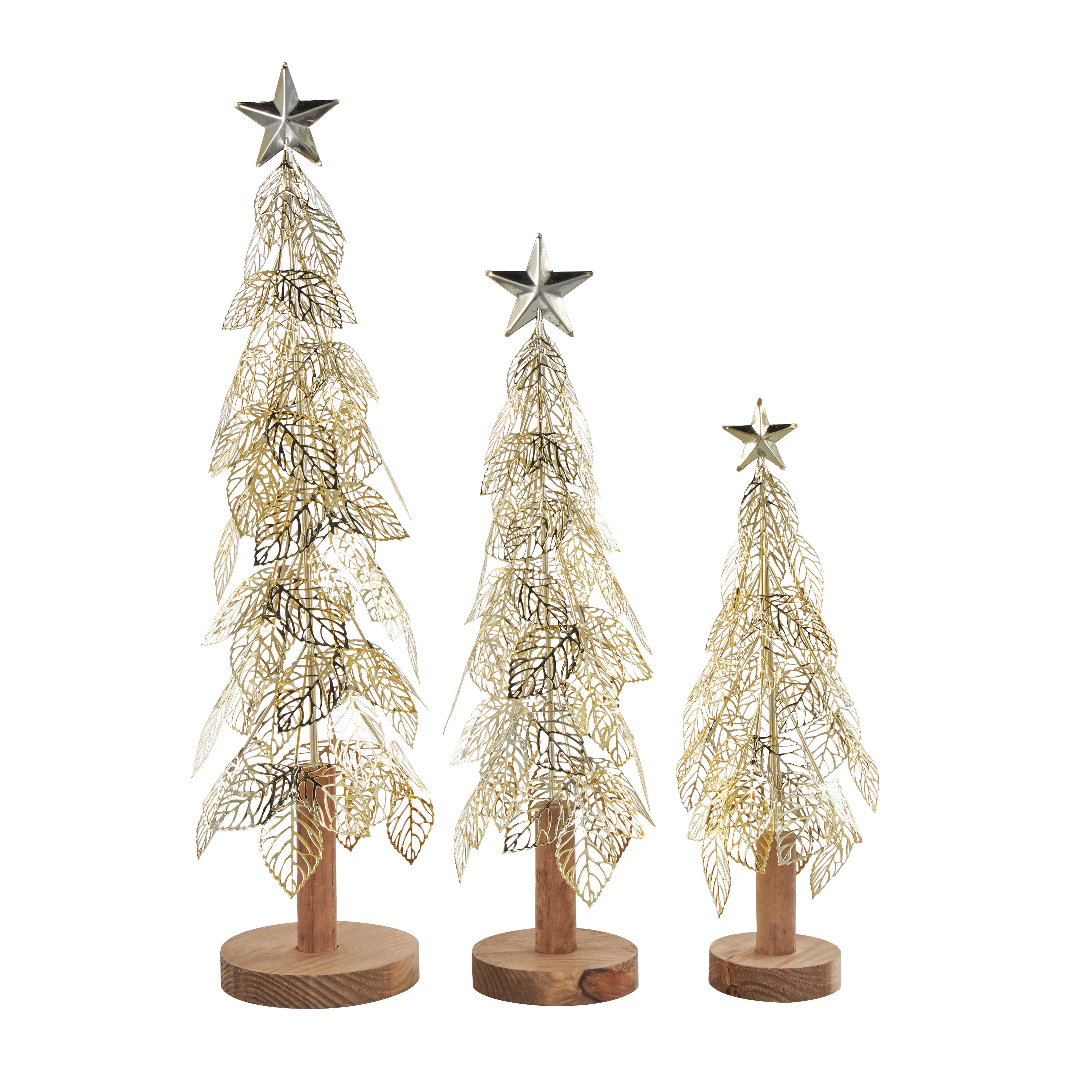Bayberry Lane Cutout Leaf Christmas Sculpture Set of 3, , large