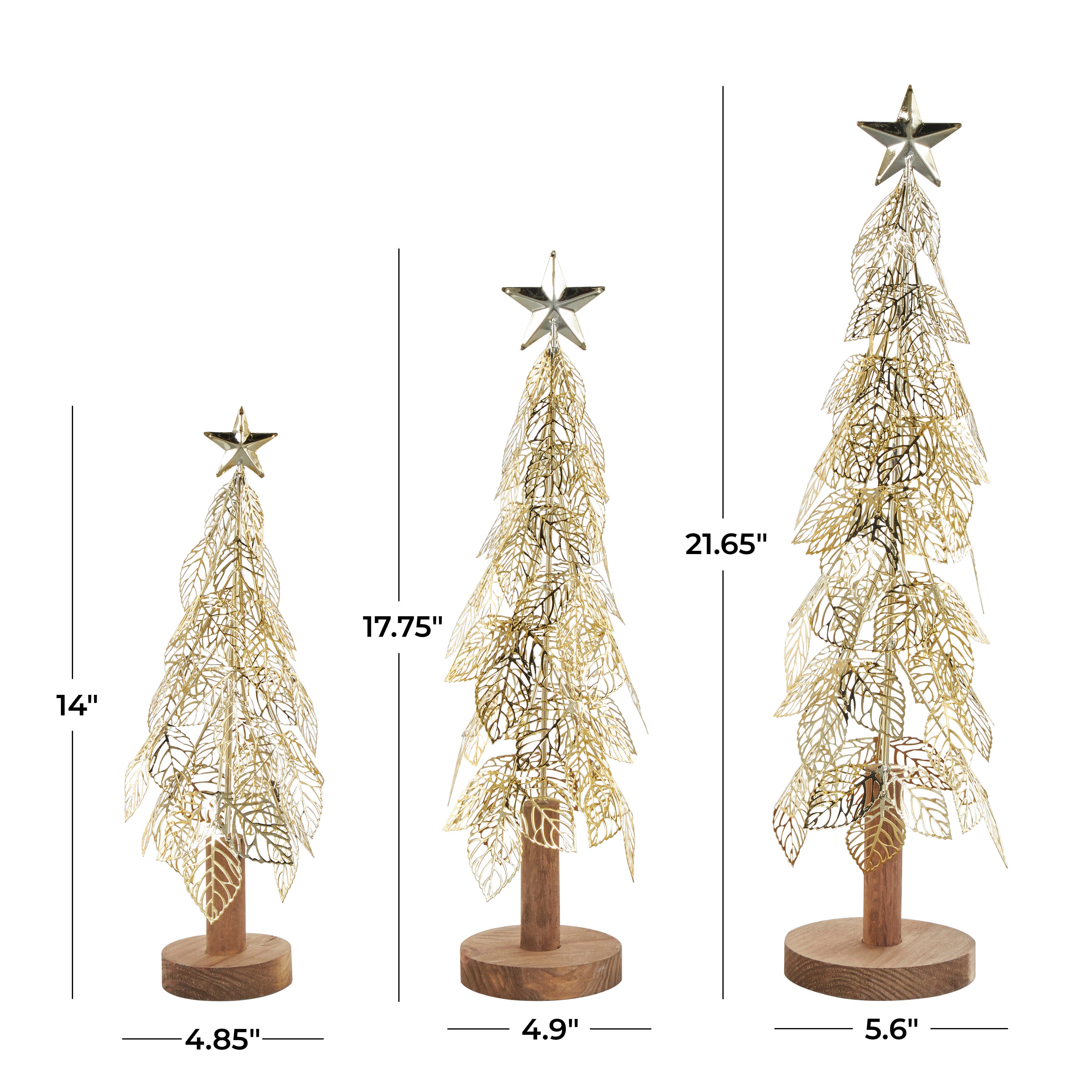 Bayberry Lane Cutout Leaf Christmas Sculpture Set of 3, , large