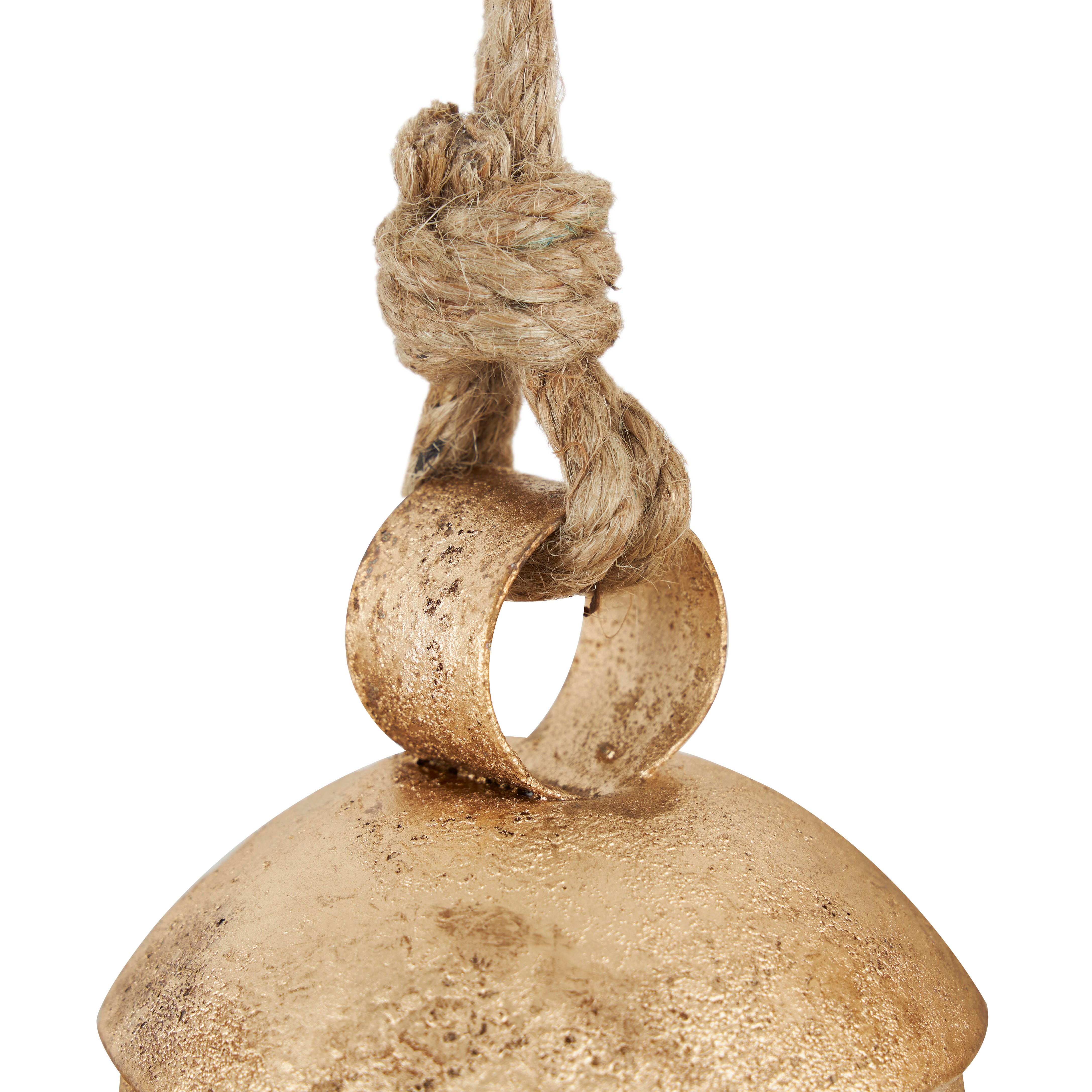 Bayberry Lane Cow Bells with Hanging Rope Set of 3, Gold, large