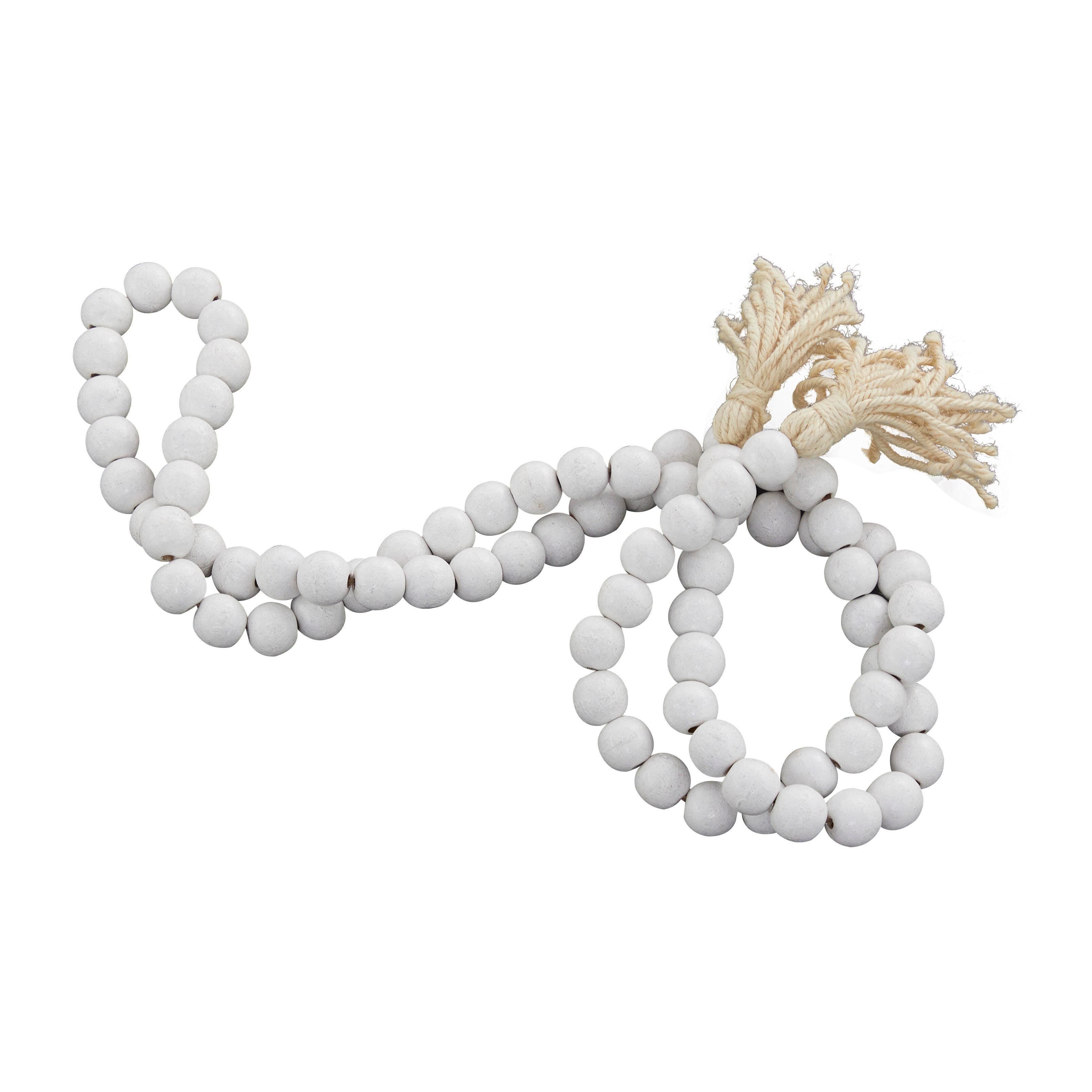 Bayberry Lane Carved Garland with Fringe Tassel, White, large