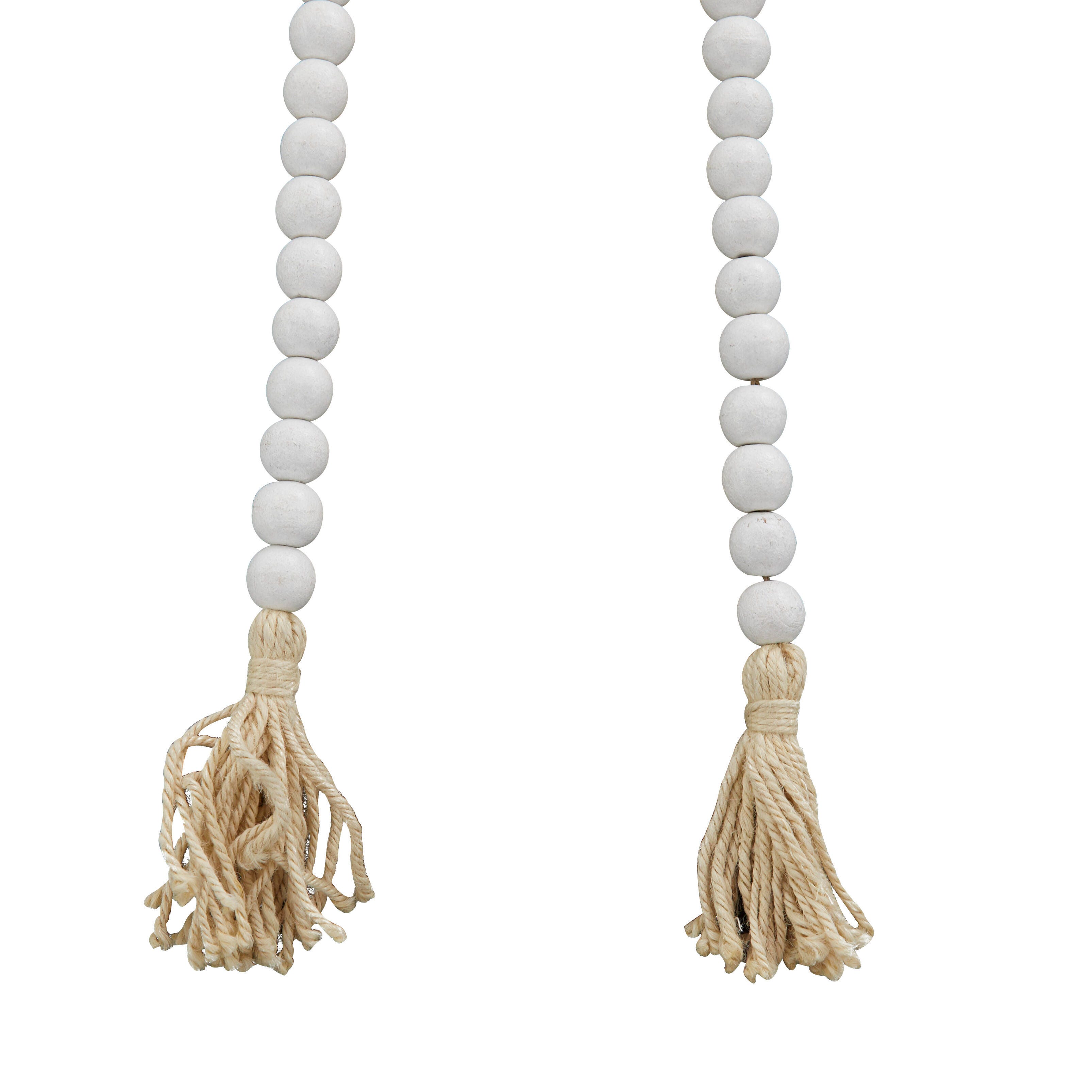 Bayberry Lane Carved Garland with Fringe Tassel, White, large