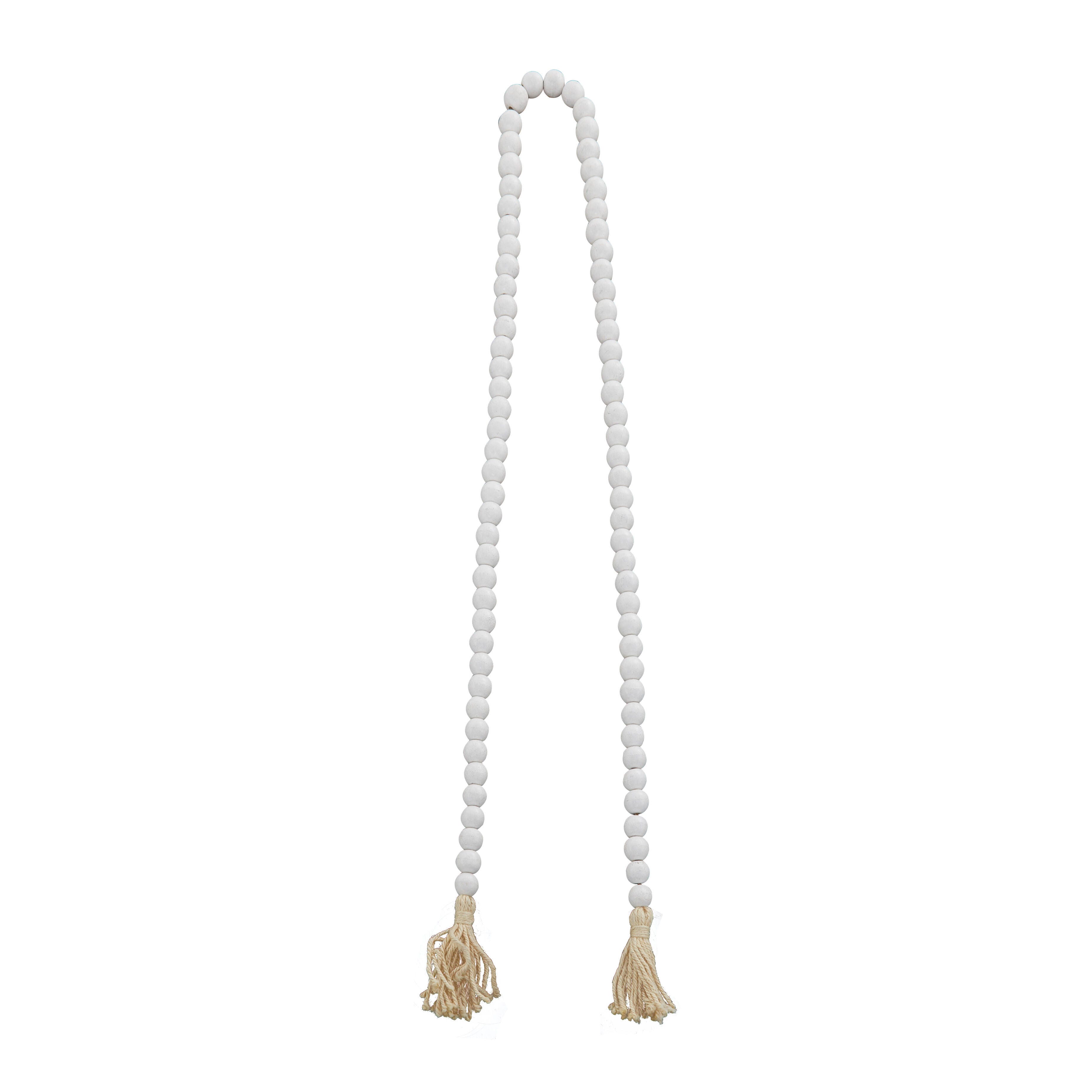 Bayberry Lane Carved Garland with Fringe Tassel, White, large