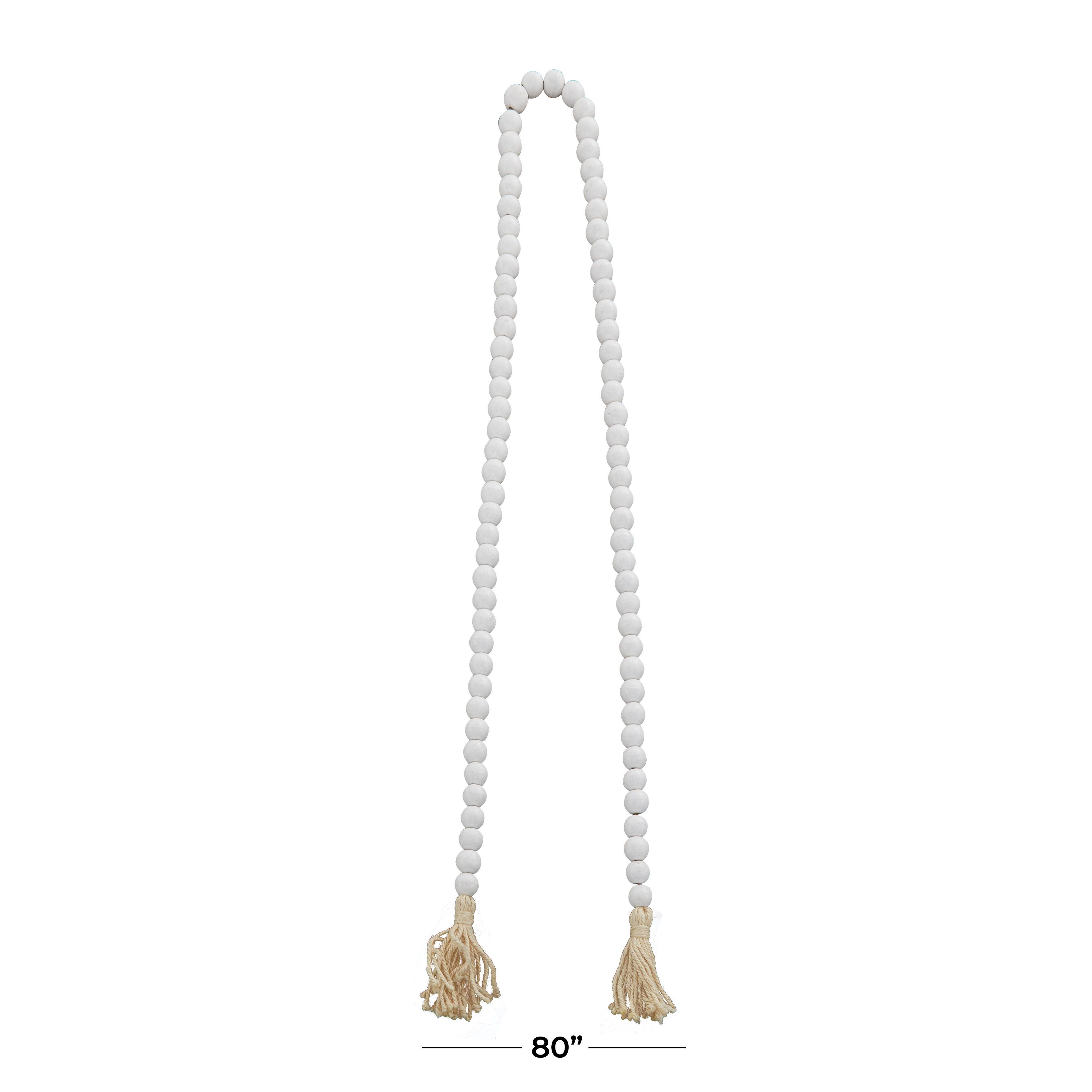 Bayberry Lane Carved Garland with Fringe Tassel, White, large