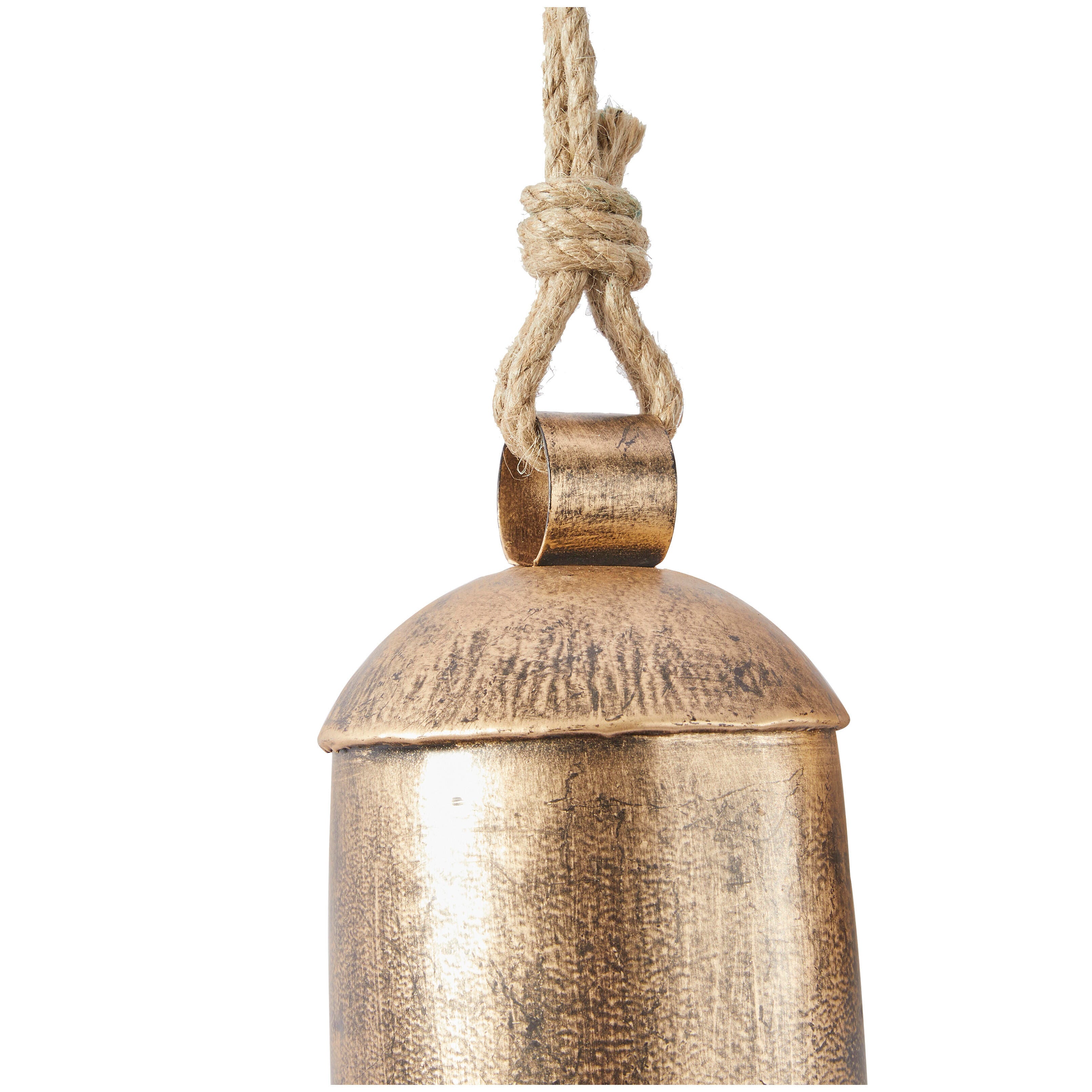 Bayberry Lane Cow Bells with Hanging Rope Set of 3, Metallic, large